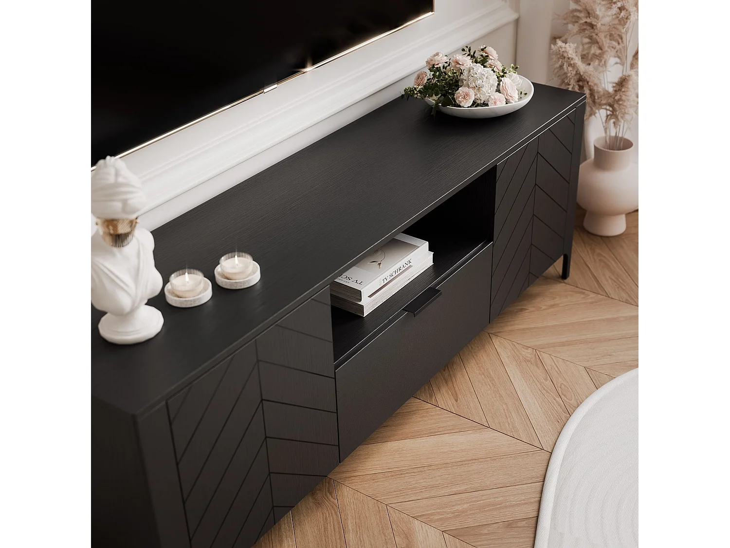 Meuble TV - 160 cm - LORIEN - Noir