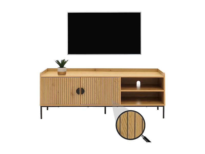 Meuble TV avec portes MCW-O39,  naturel