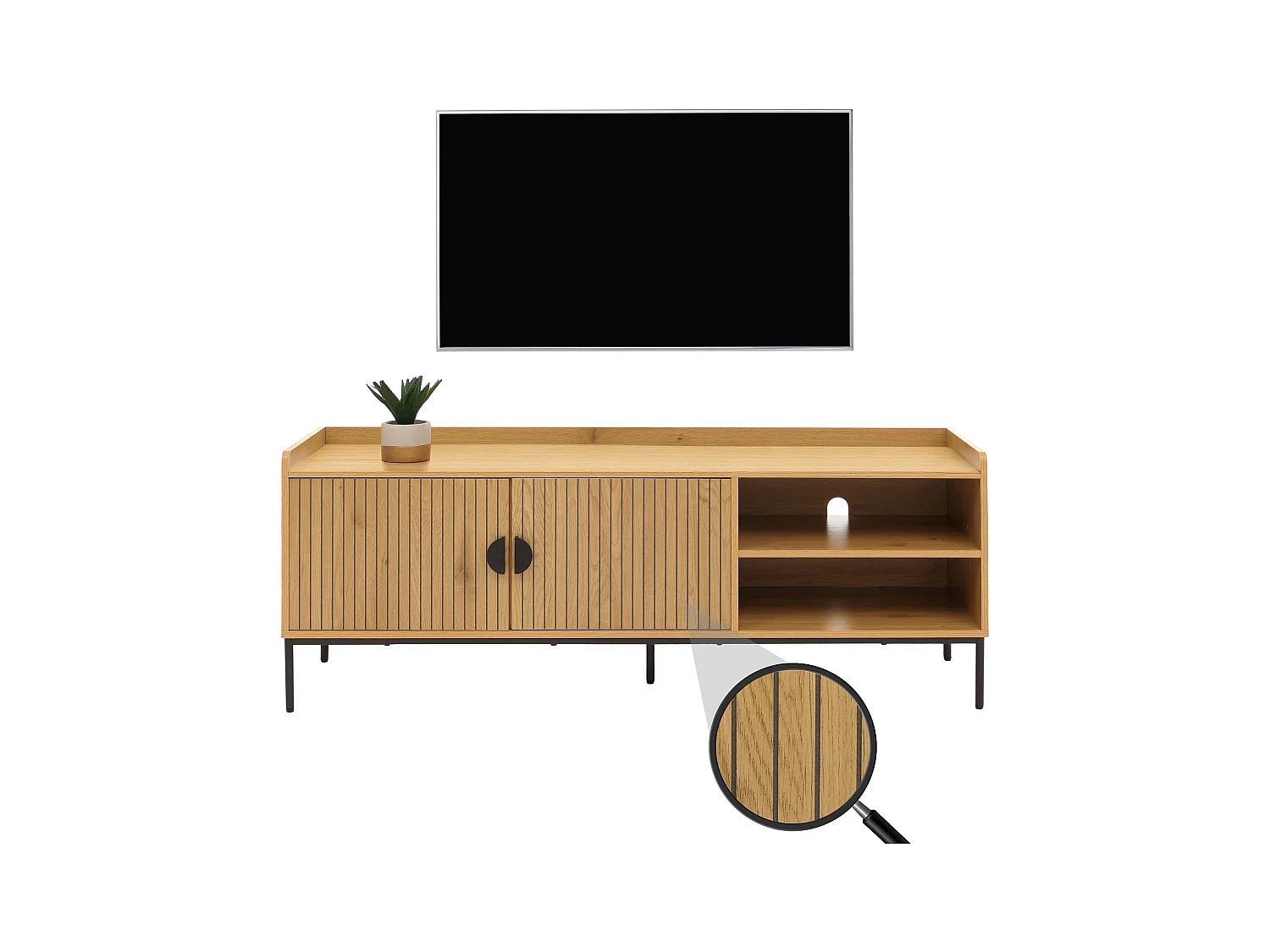 Meuble TV avec portes MCW-O39,  naturel