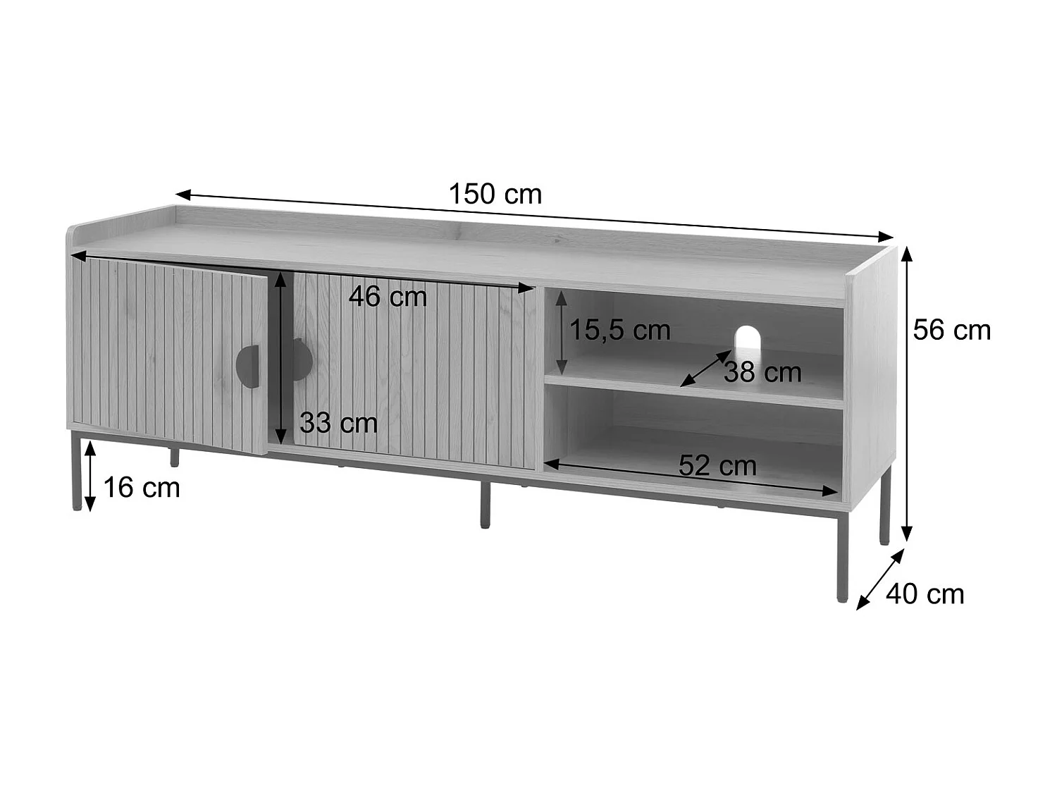 Meuble TV avec portes MCW-O39,  naturel