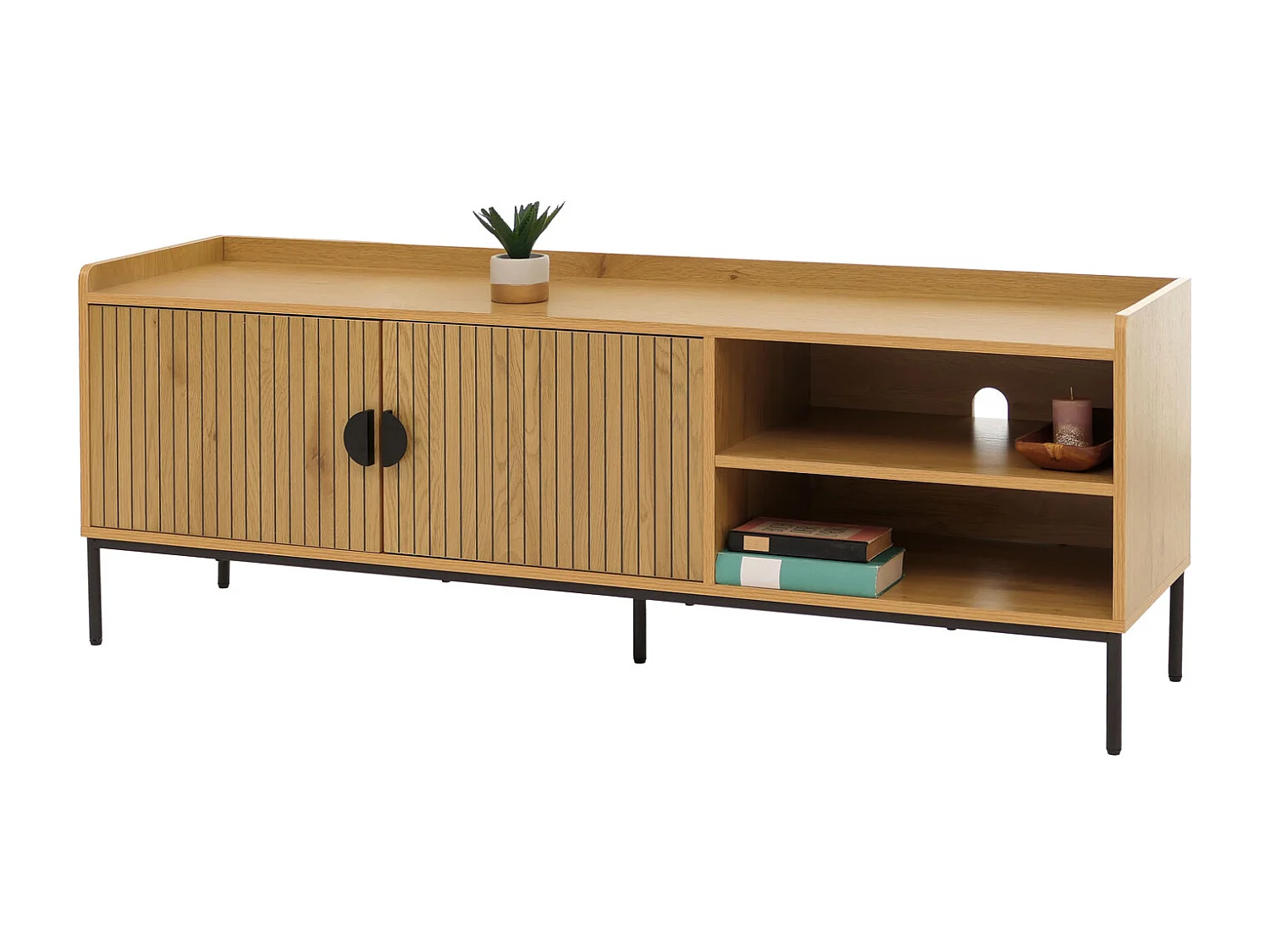 Meuble TV avec portes MCW-O39,  naturel