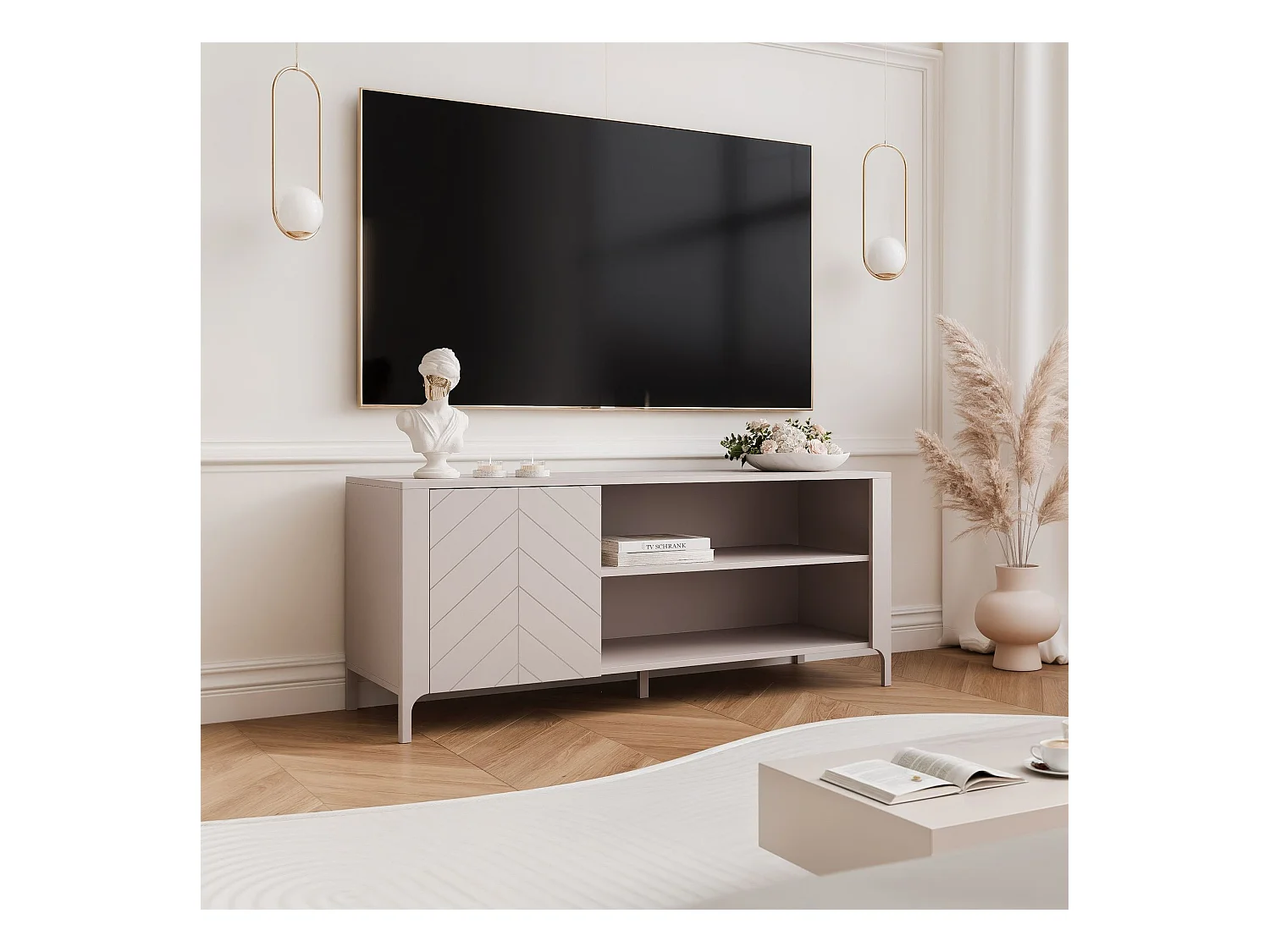 Meuble TV - 135 cm - LORIEN - Cachemire