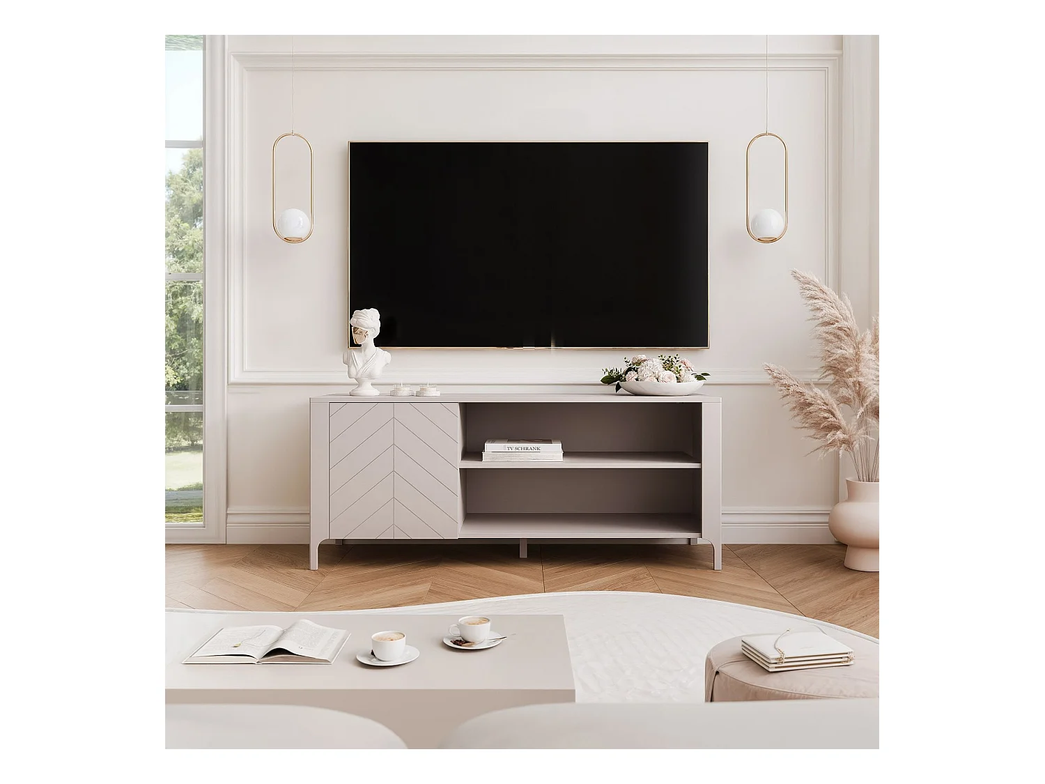 Meuble TV - 135 cm - LORIEN - Cachemire