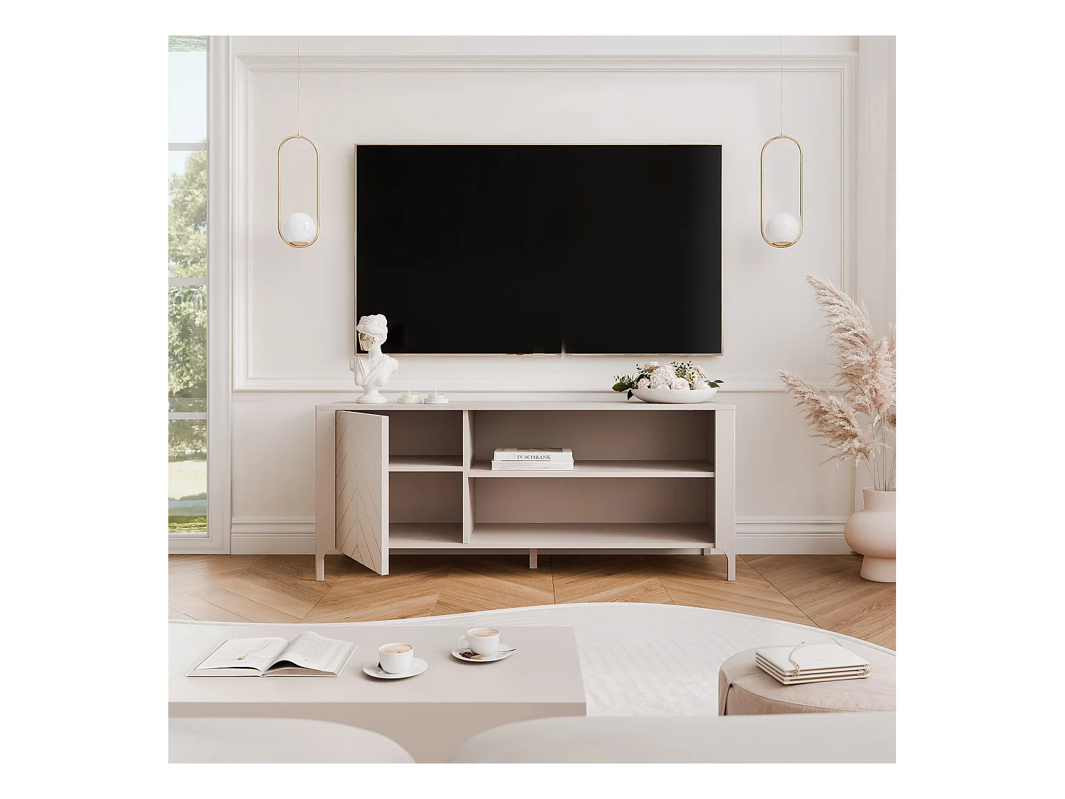 Meuble TV - 135 cm - LORIEN - Cachemire