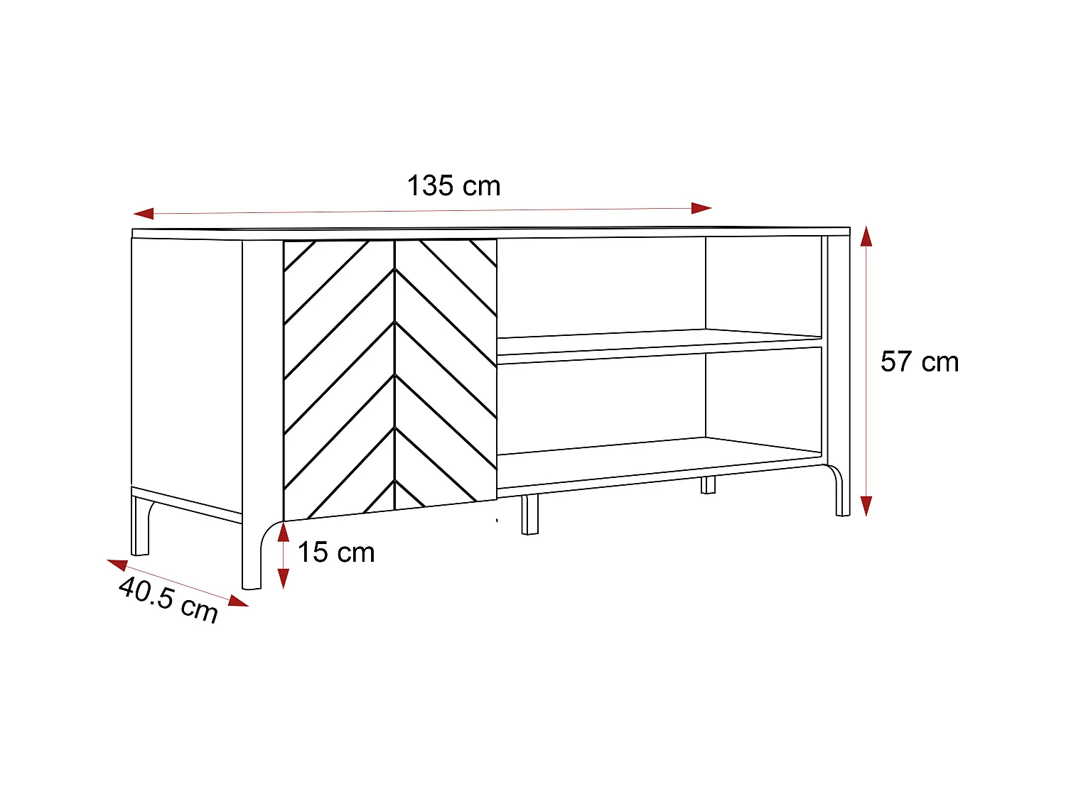 Meuble TV - 135 cm - LORIEN - Cachemire