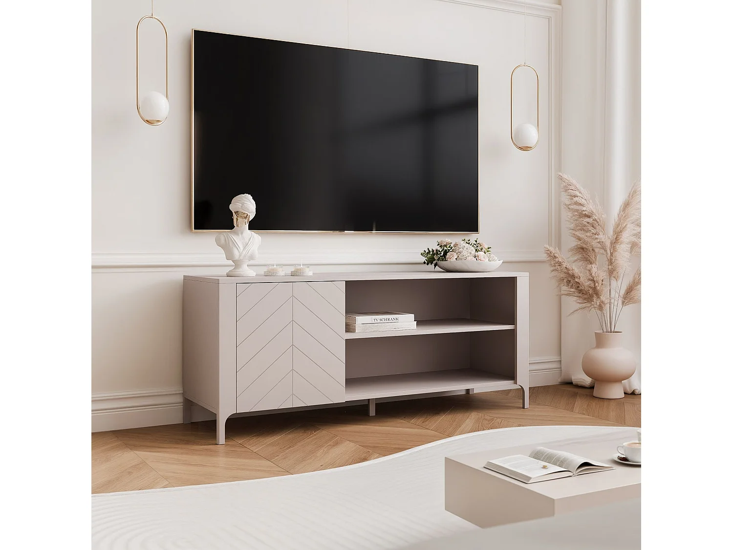 Meuble TV - 135 cm - LORIEN - Cachemire