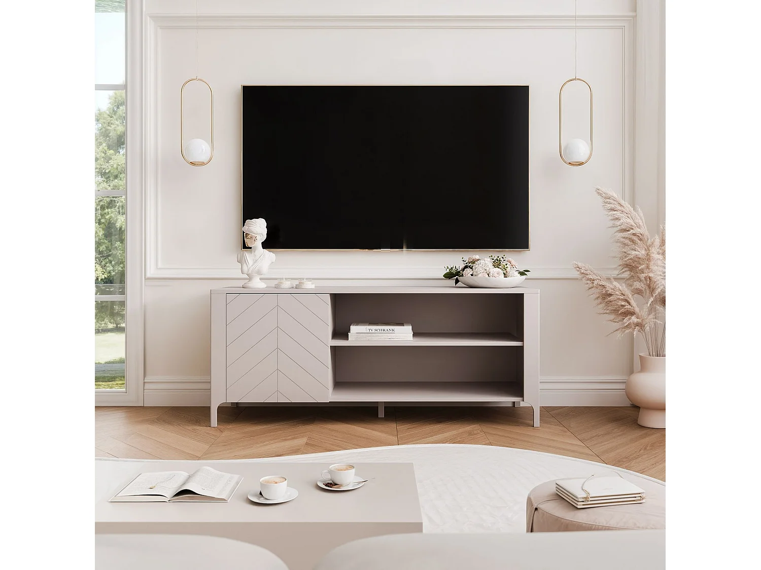 Meuble TV - 135 cm - LORIEN - Cachemire
