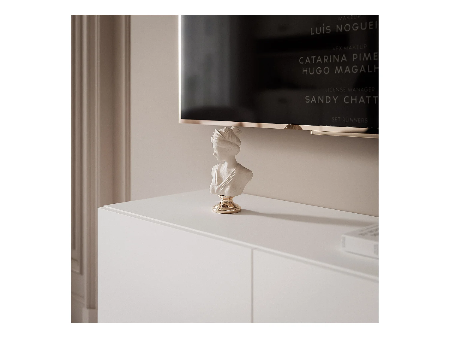Meuble TV avec LED ANGEL  100 cm blanc mat