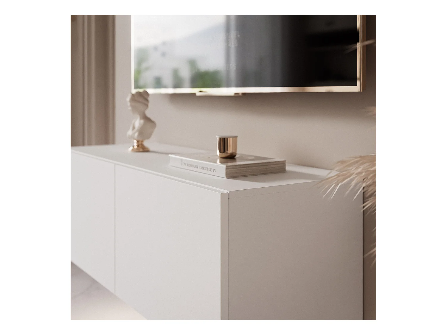 Meuble TV avec LED ANGEL  100 cm blanc mat