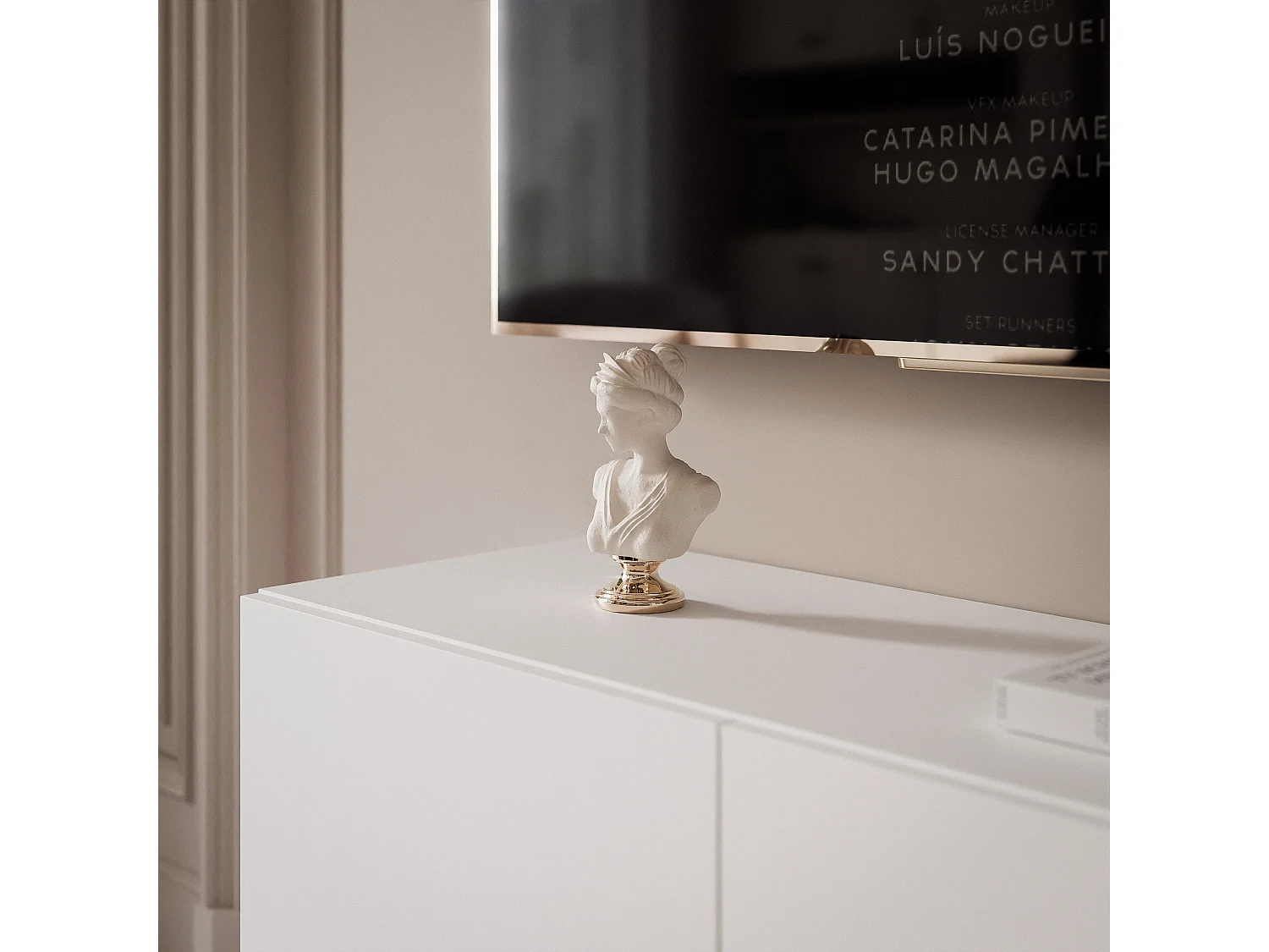 Meuble TV avec LED ANGEL  100 cm blanc mat