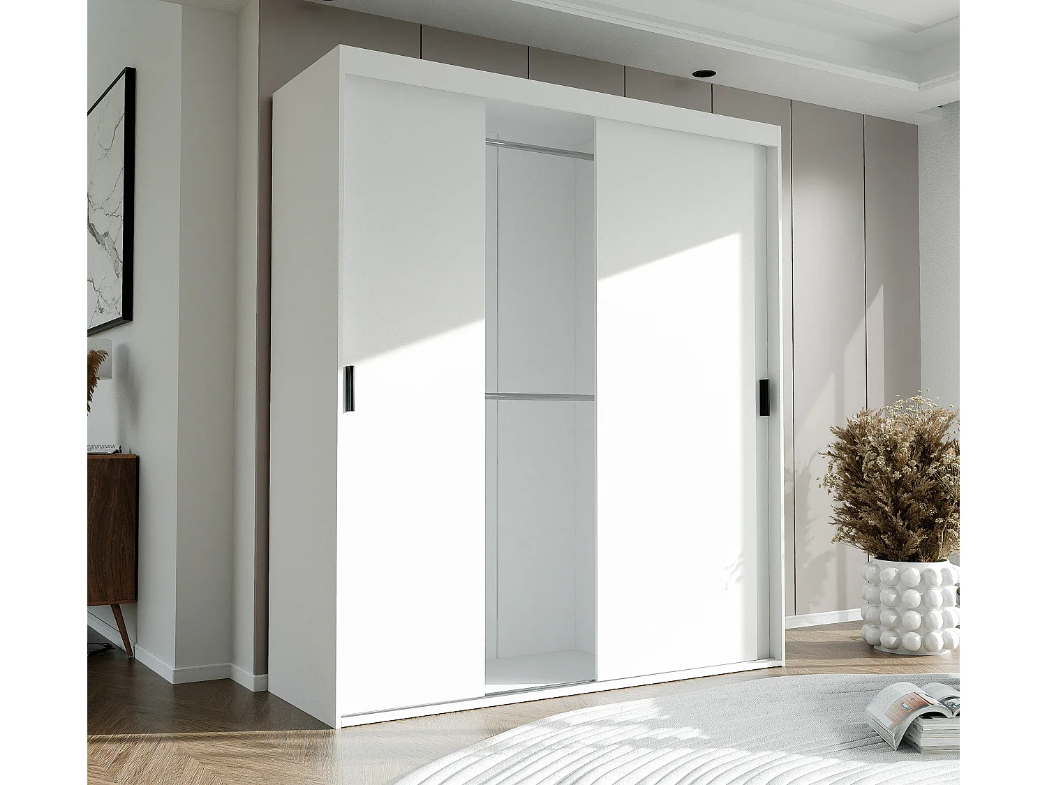 Armoire 3 portes coulissantes - L180 cm - Blanc - STILO