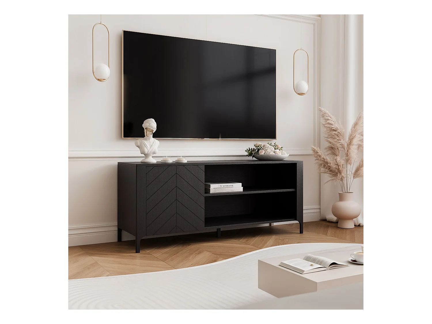 Meuble TV - 135 cm - LORIEN - Noir