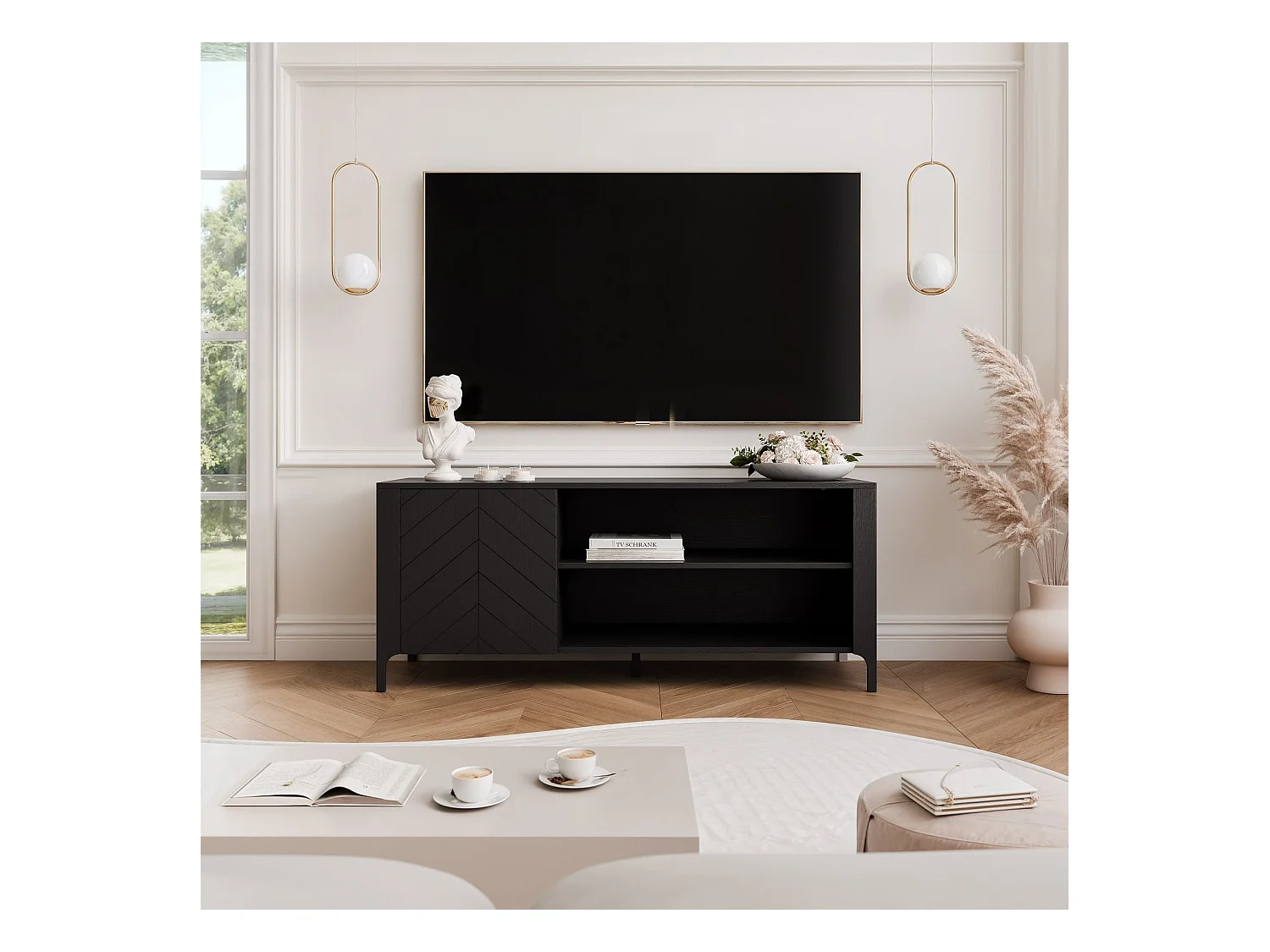 Meuble TV - 135 cm - LORIEN - Noir