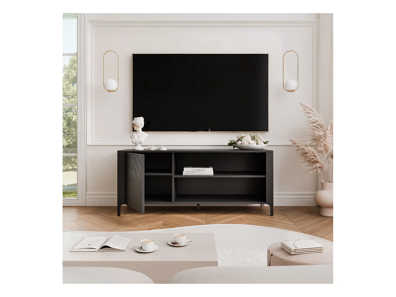 Meuble TV - 135 cm - LORIEN - Noir