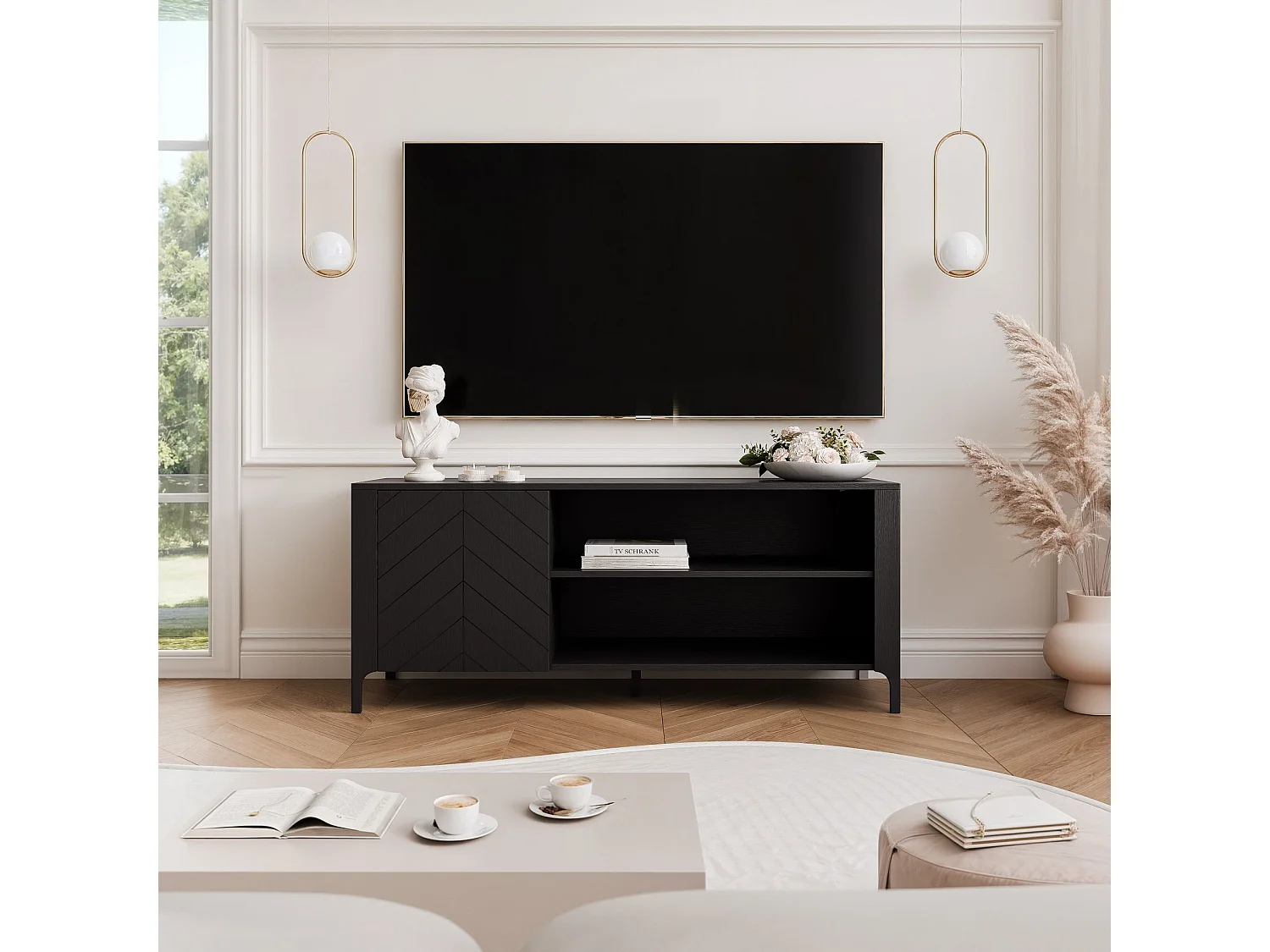 Meuble TV - 135 cm - LORIEN - Noir