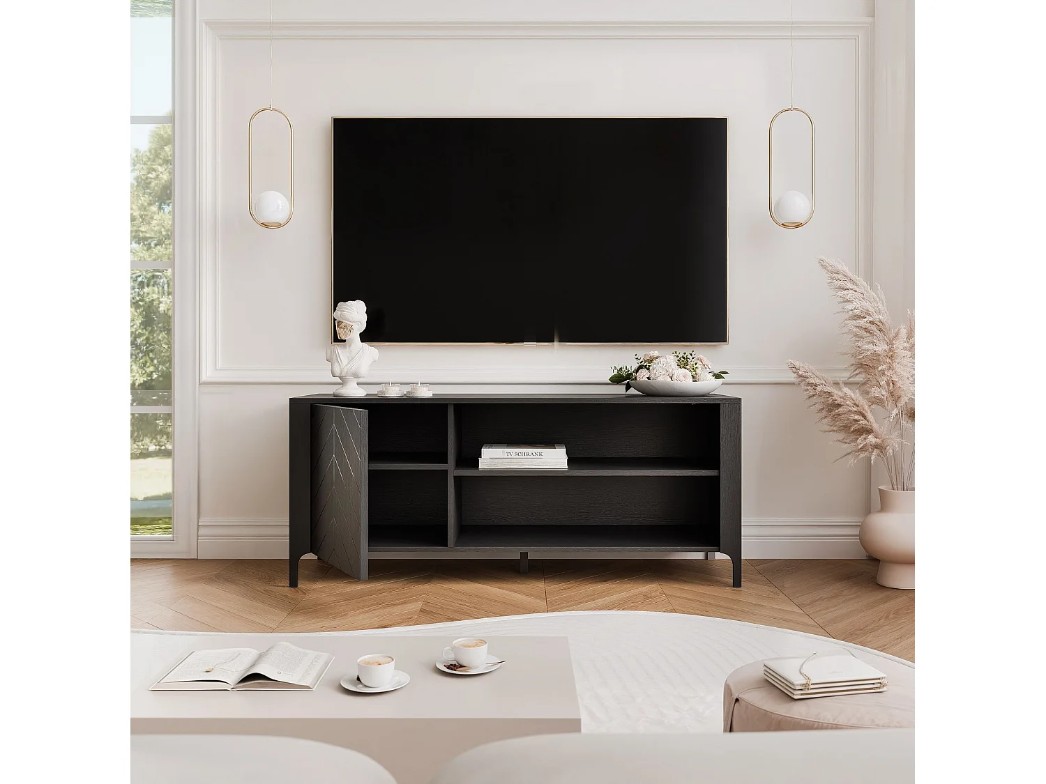 Meuble TV - 135 cm - LORIEN - Noir