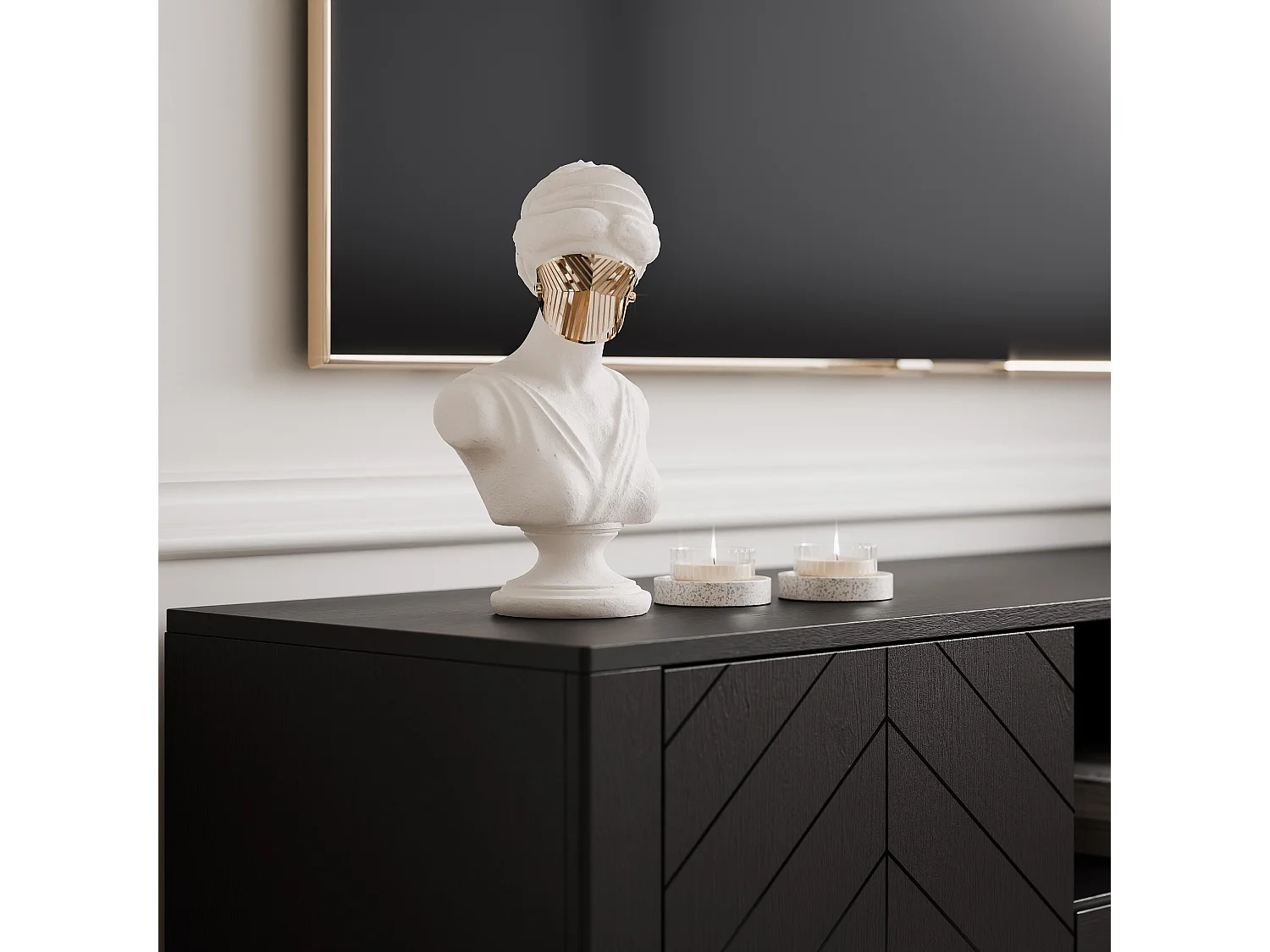 Meuble TV - 135 cm - LORIEN - Noir