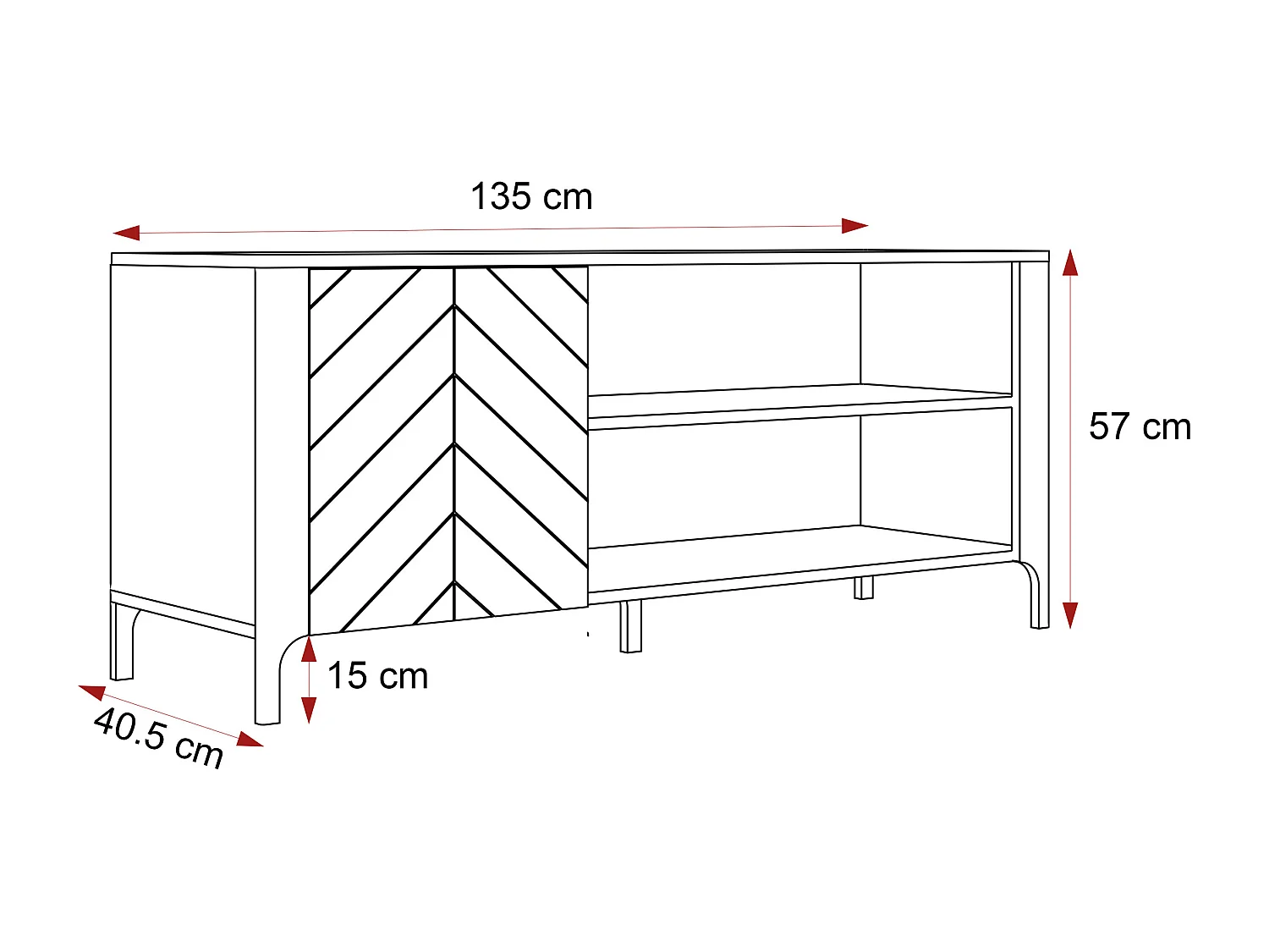 Meuble TV - 135 cm - LORIEN - Noir