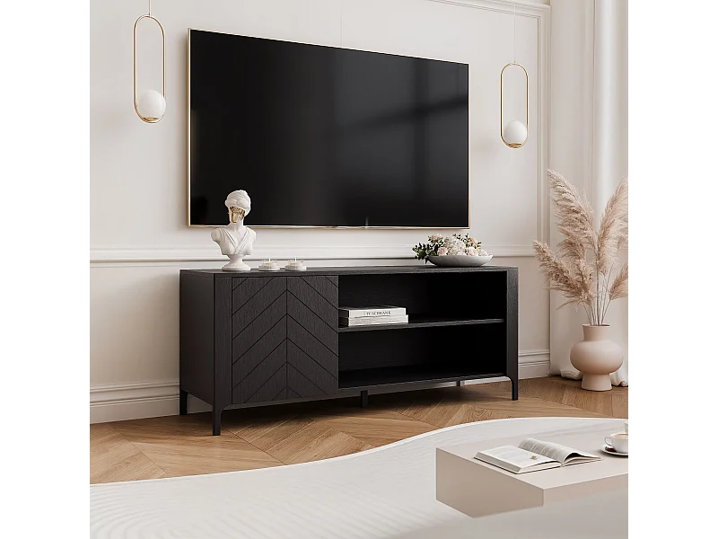 Meuble TV - 135 cm - LORIEN - Noir