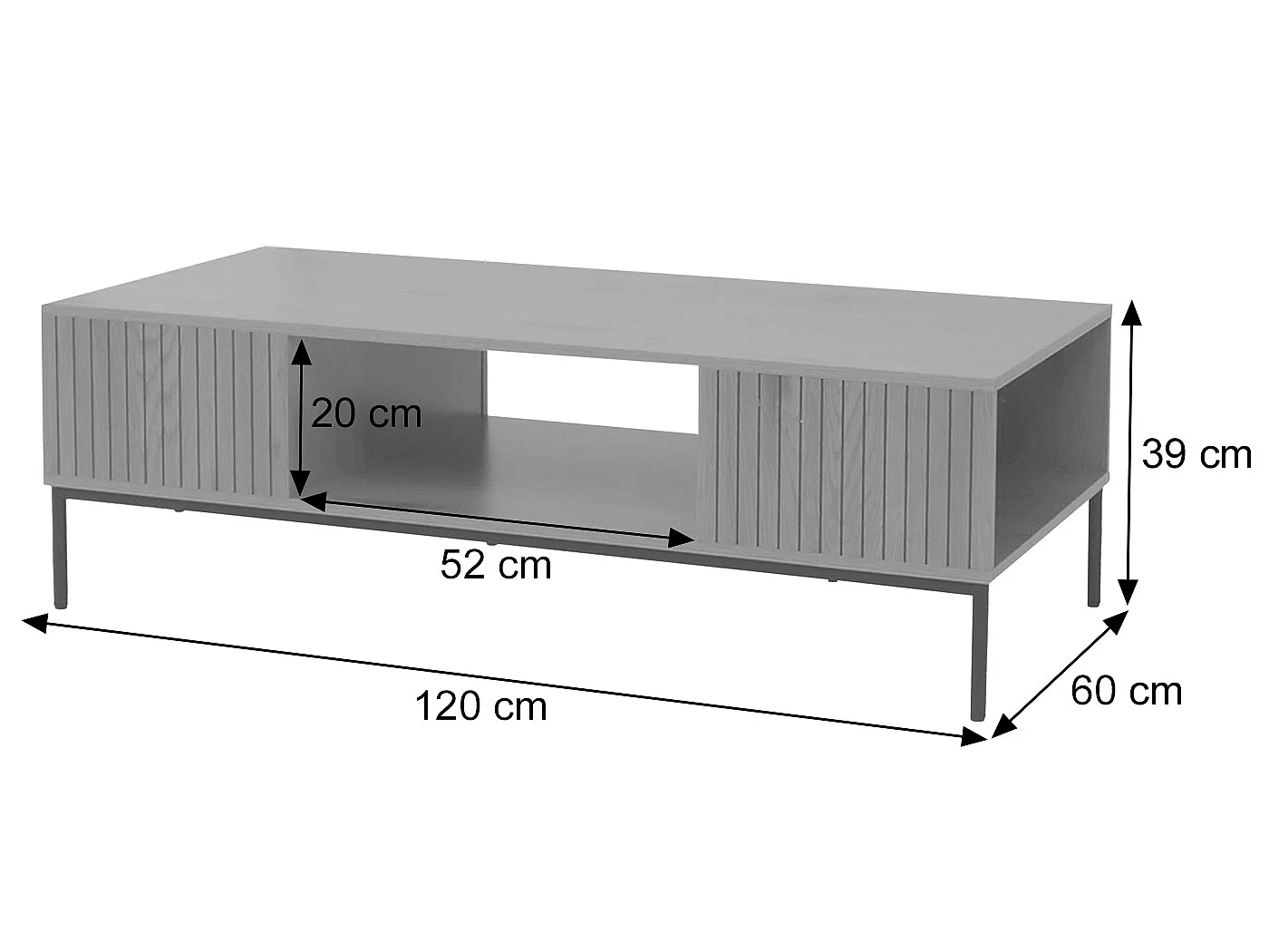 Meuble TV MCW-O39,  aspect bois noir