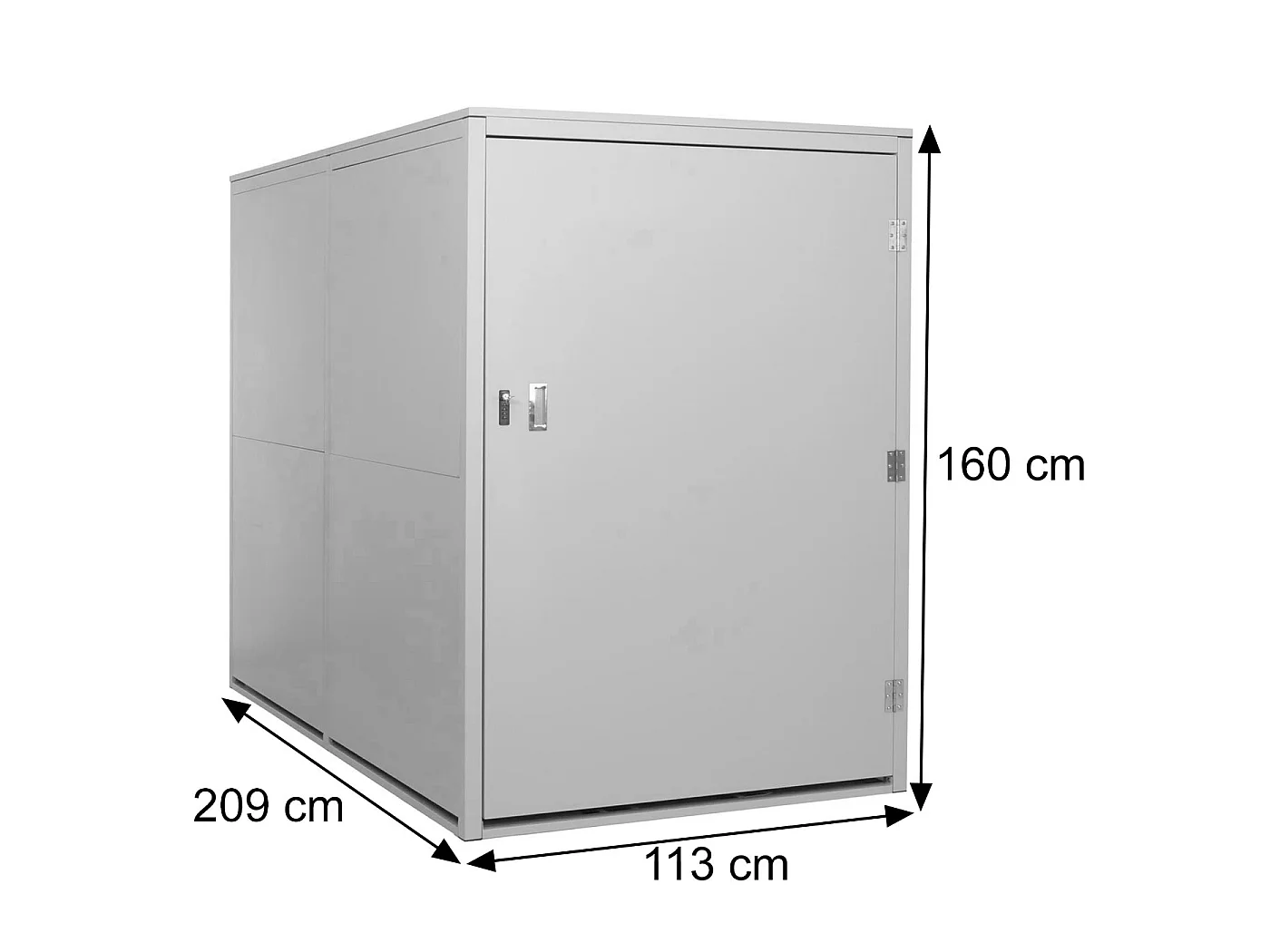 Garage per 2 biciclette MCW-L56c, rimessa con deposito, in metallo con serratura 160x113x209cm ~ grigio chiaro