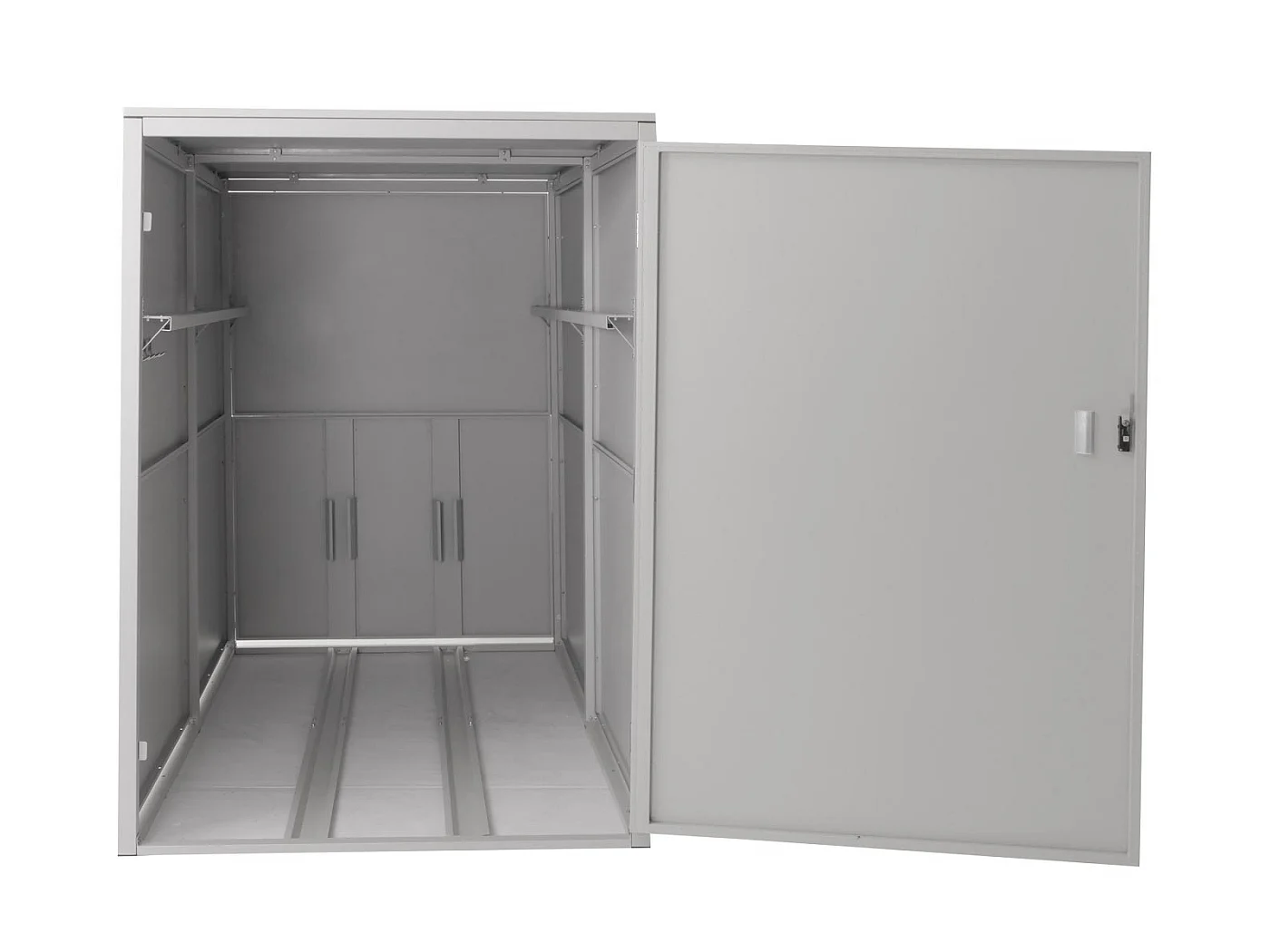 Garage per 2 biciclette MCW-L56c, rimessa con deposito, in metallo con serratura 160x113x209cm ~ grigio chiaro