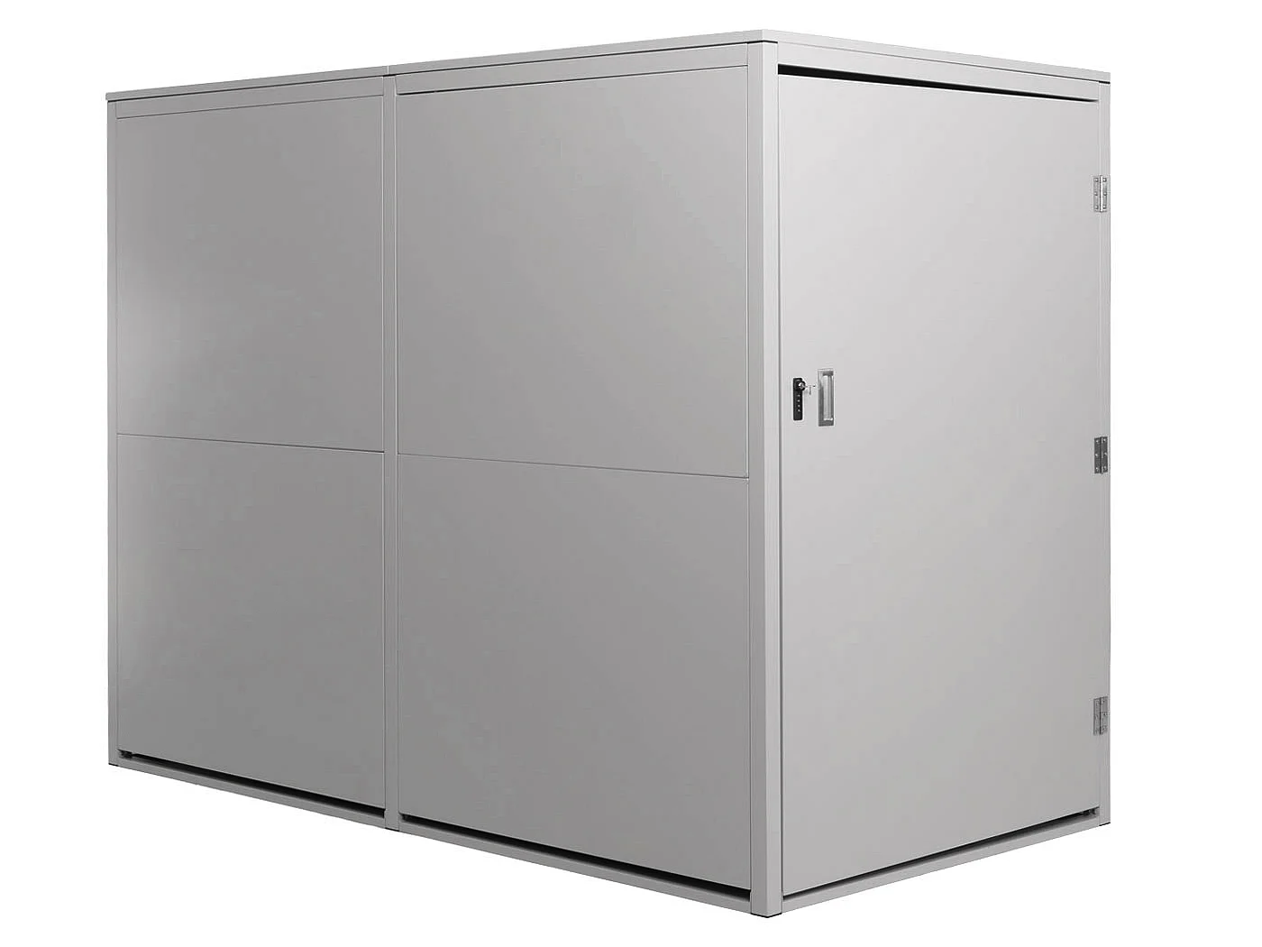 Garage per 2 biciclette MCW-L56c, rimessa con deposito, in metallo con serratura 160x113x209cm ~ grigio chiaro