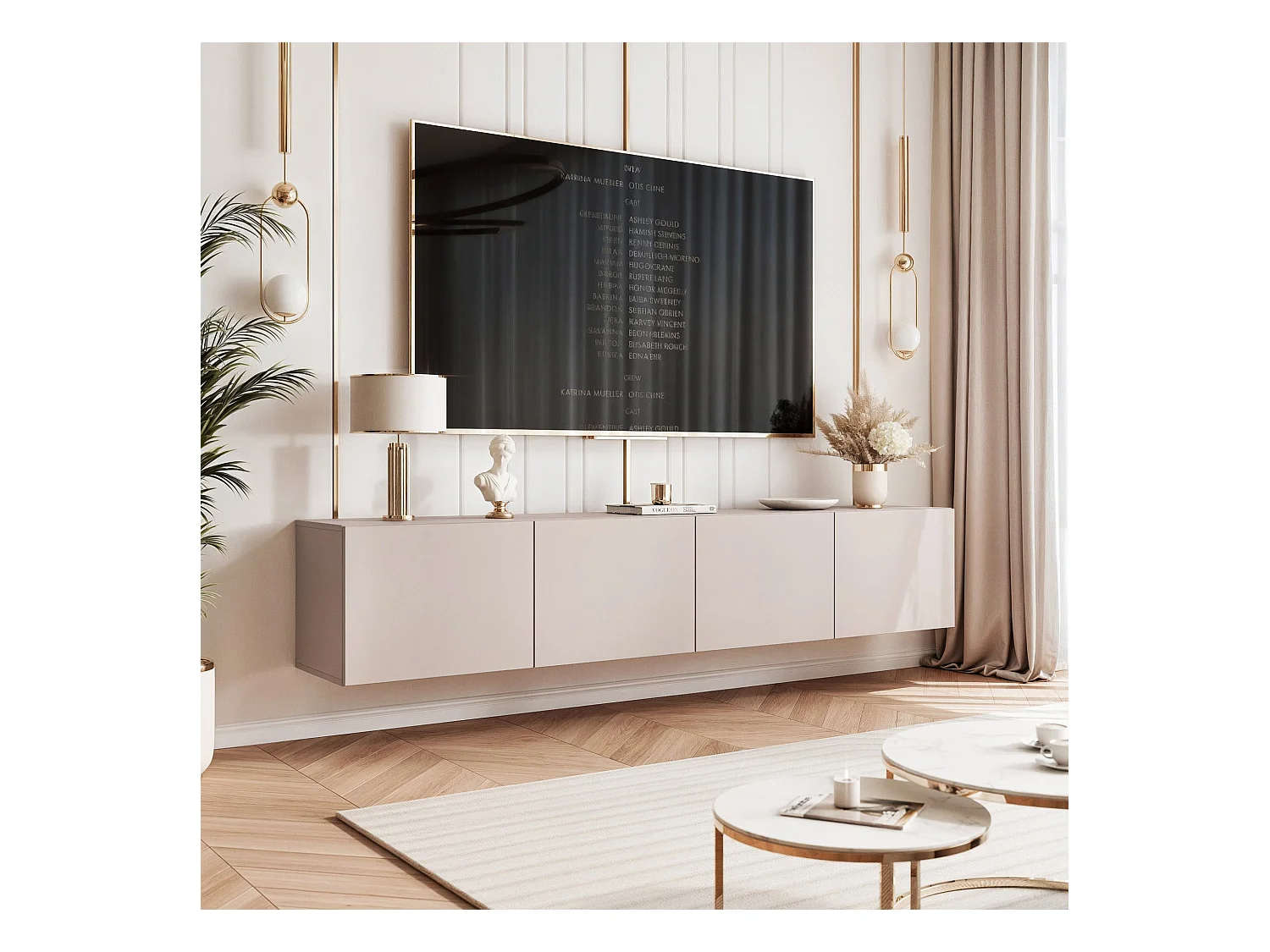 Meuble TV avec LED ANGEL 200 cm cachemire