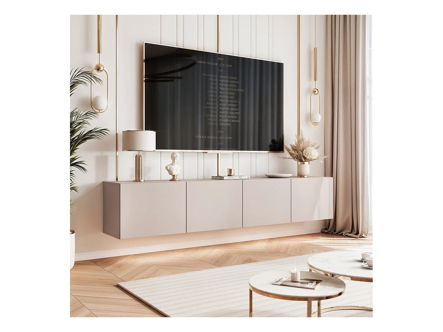 Meuble TV avec LED ANGEL 200 cm cachemire