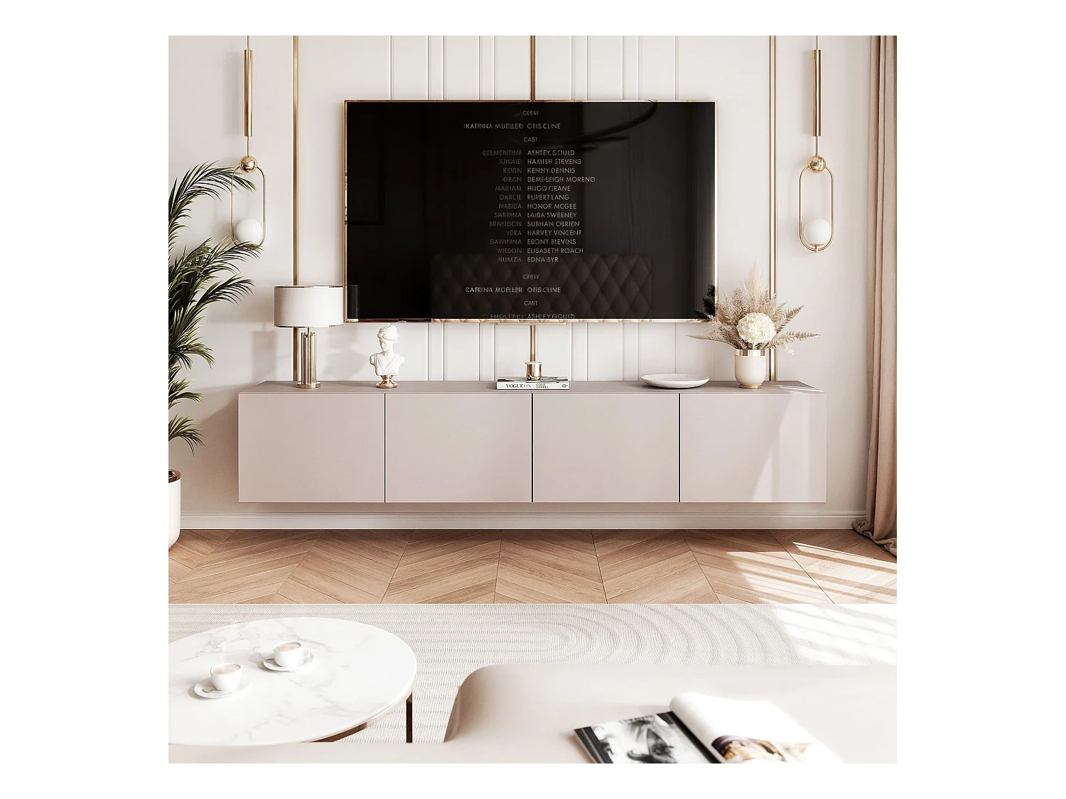 Meuble TV avec LED ANGEL 200 cm cachemire