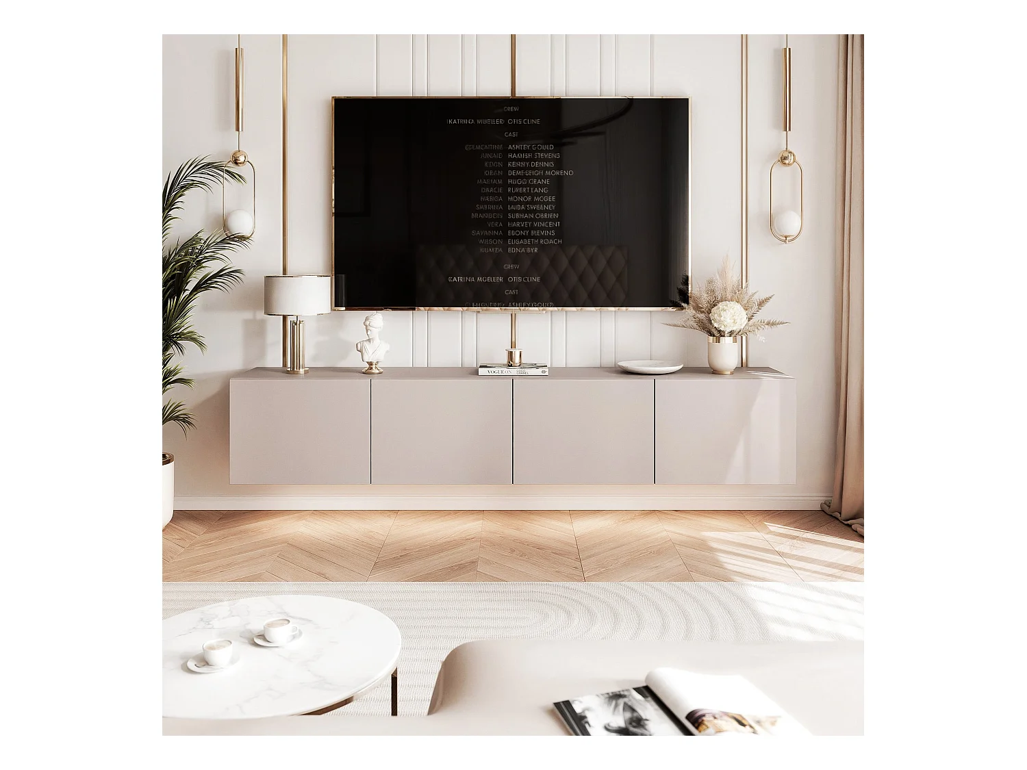 Meuble TV avec LED ANGEL 200 cm cachemire