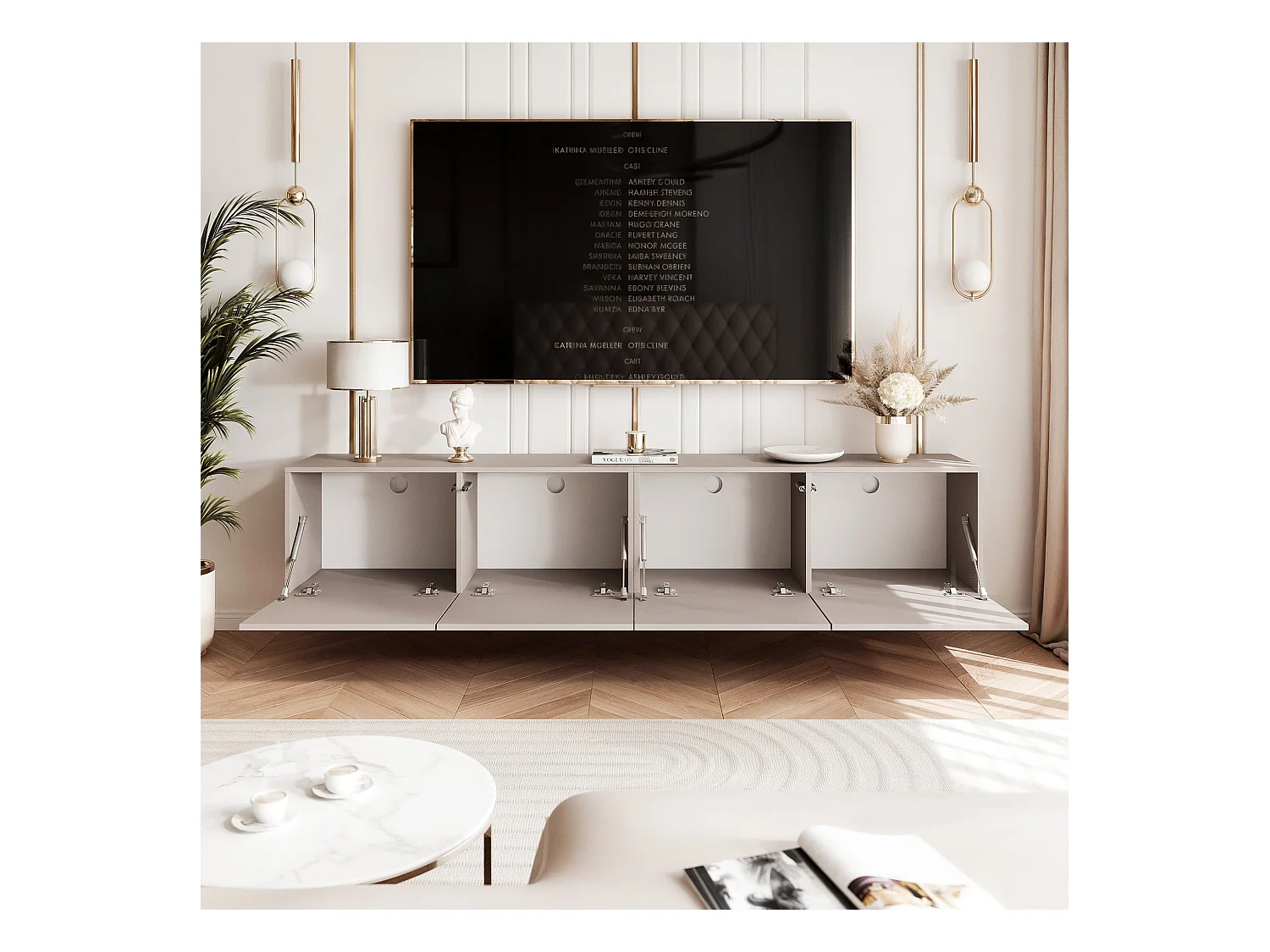 Meuble TV avec LED ANGEL 200 cm cachemire