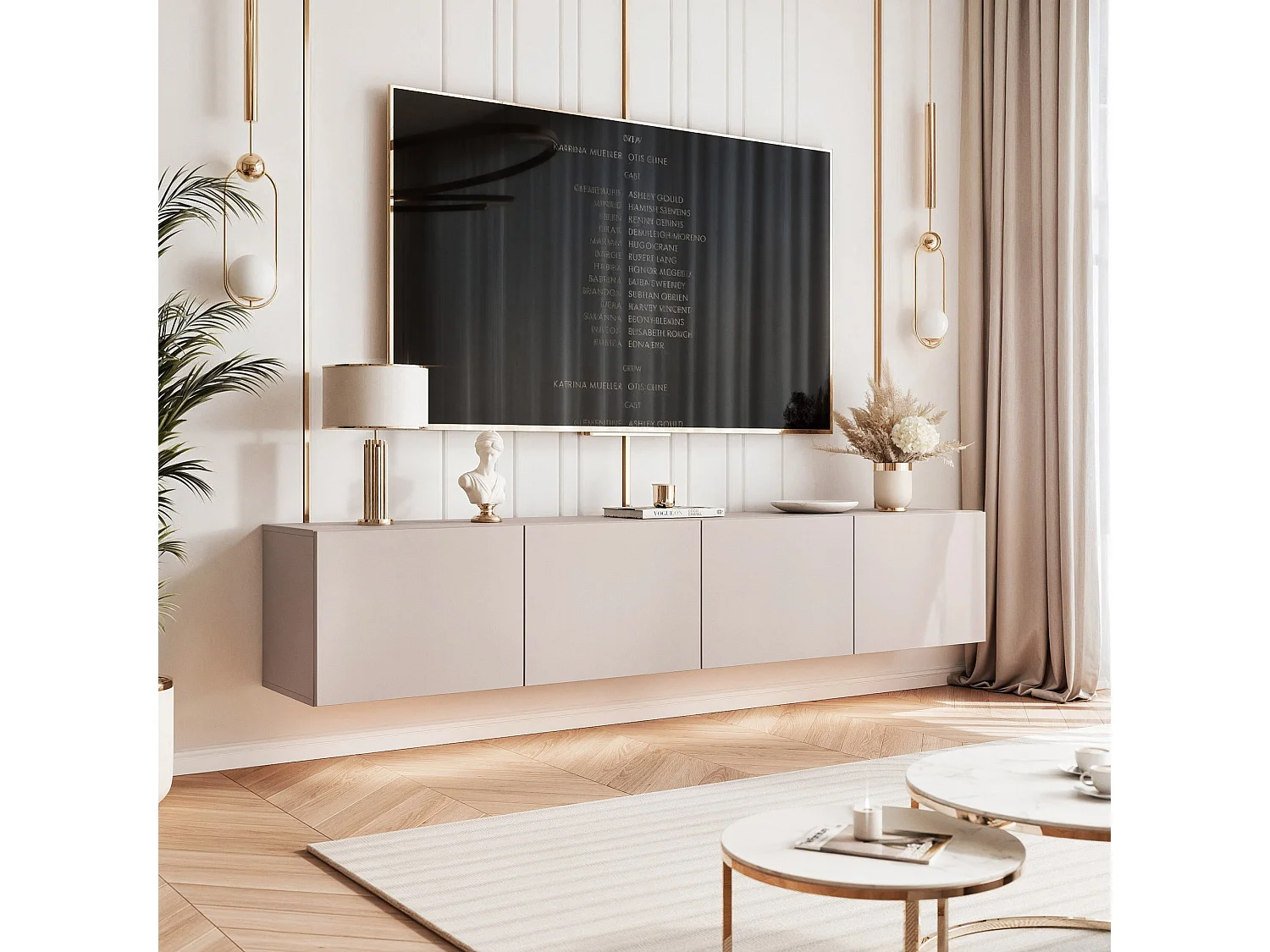 Meuble TV avec LED ANGEL 200 cm cachemire