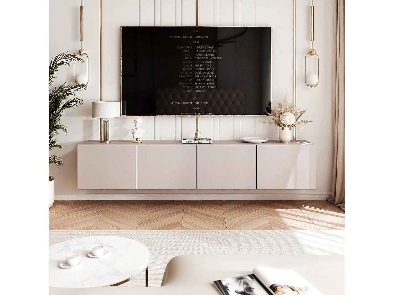 Meuble TV avec LED ANGEL 200 cm cachemire