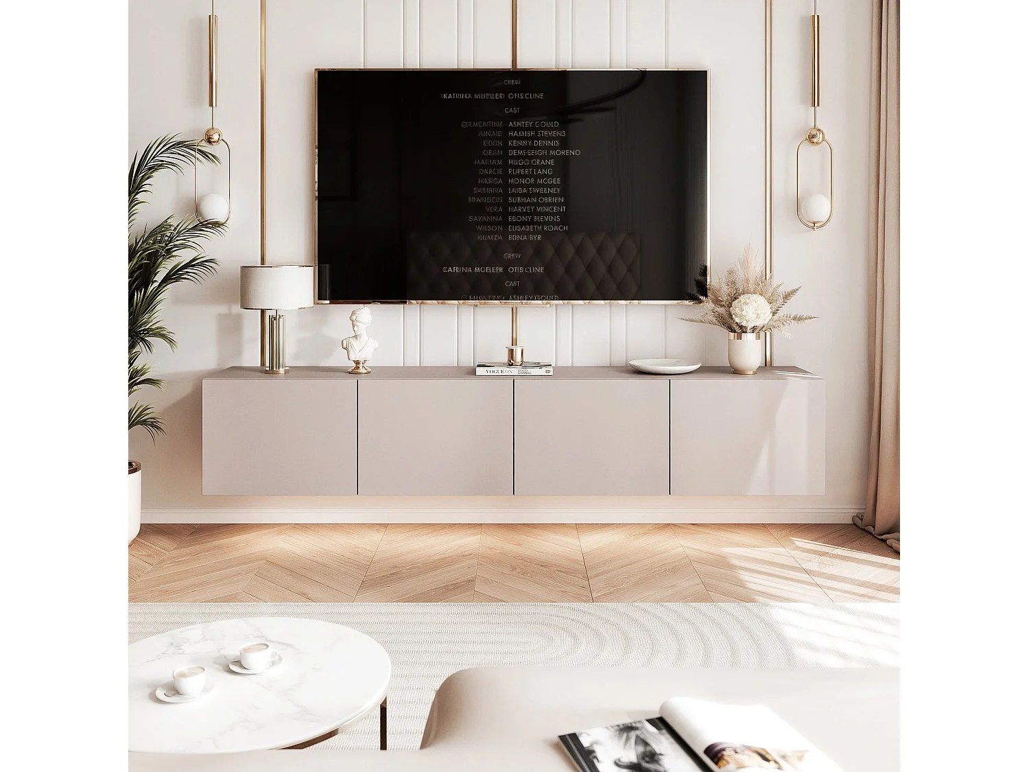 Meuble TV avec LED ANGEL 200 cm cachemire