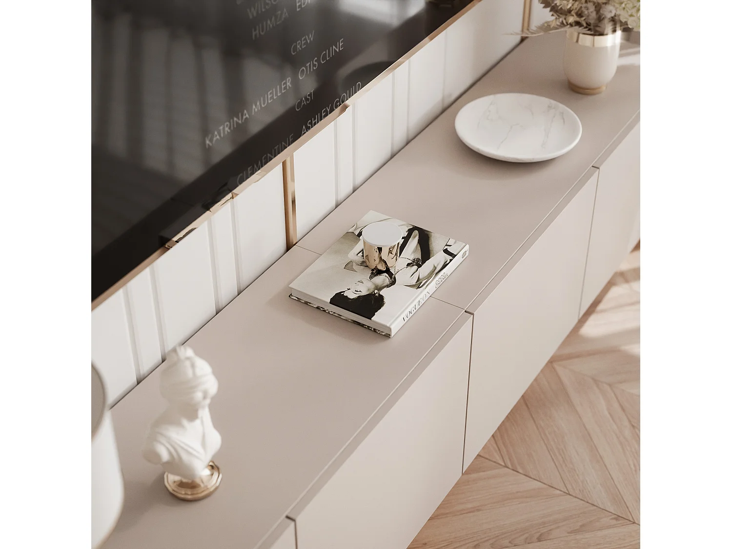 Meuble TV avec LED ANGEL 200 cm cachemire