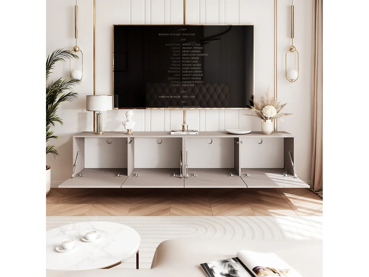 Meuble TV avec LED ANGEL 200 cm cachemire