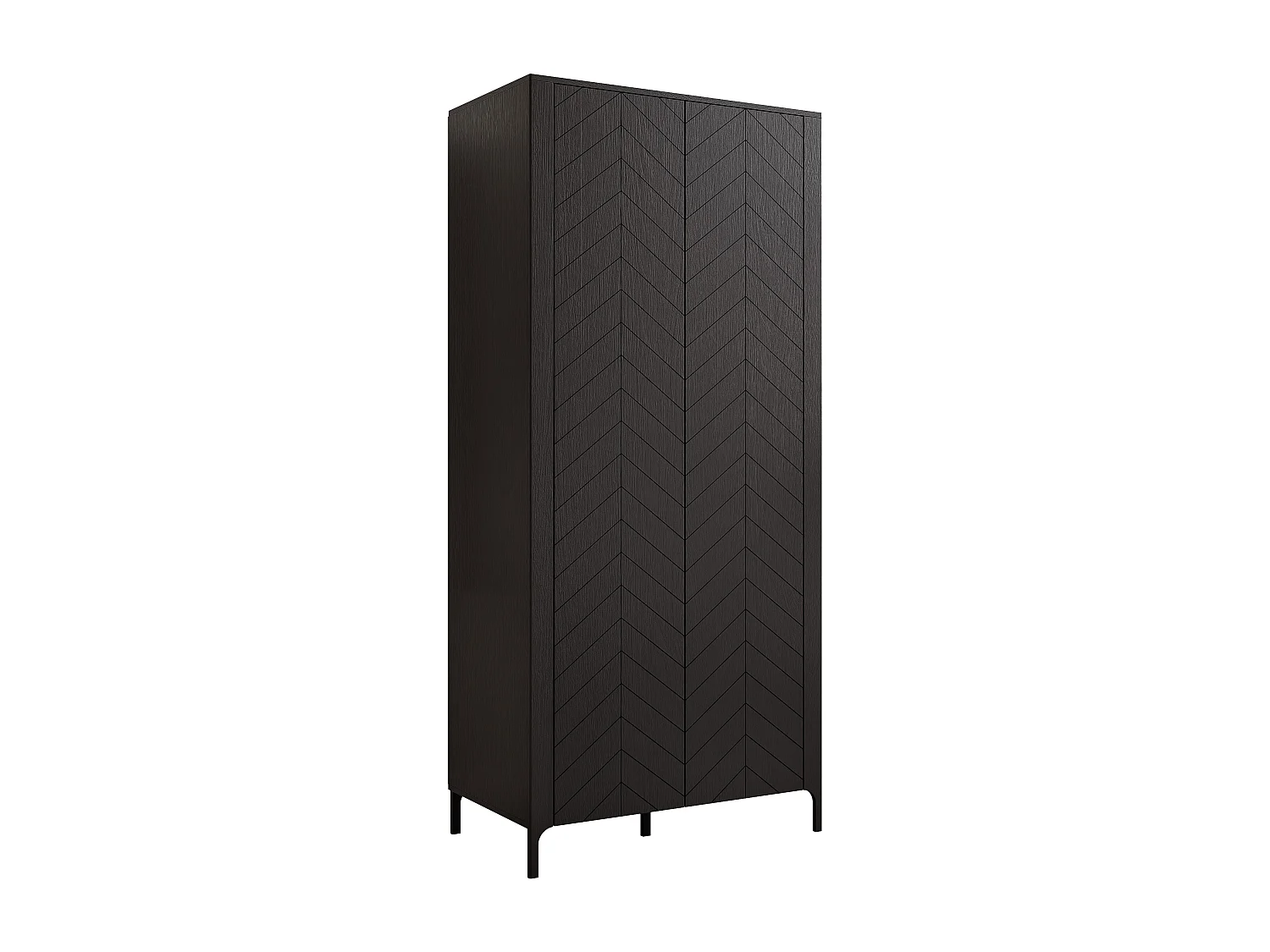 Armoire 2 portes et 6 étagères - 90 cm - Noir - LORIEN