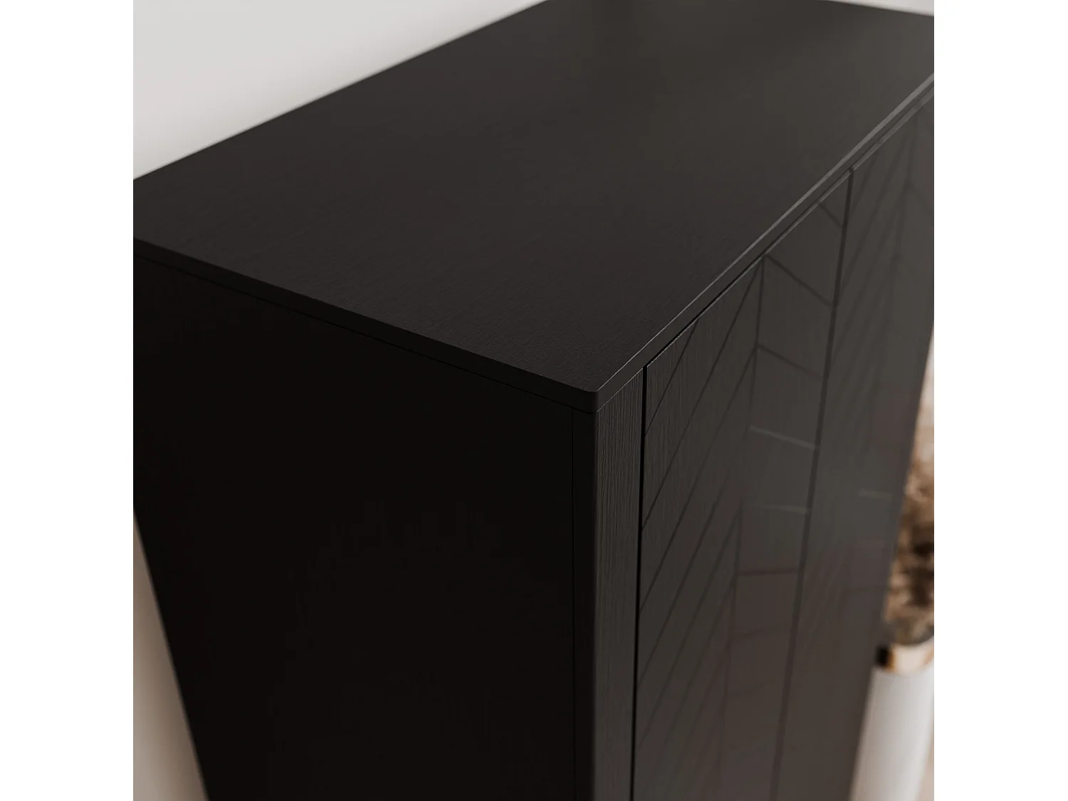 Armoire 2 portes et 6 étagères - 90 cm - Noir - LORIEN