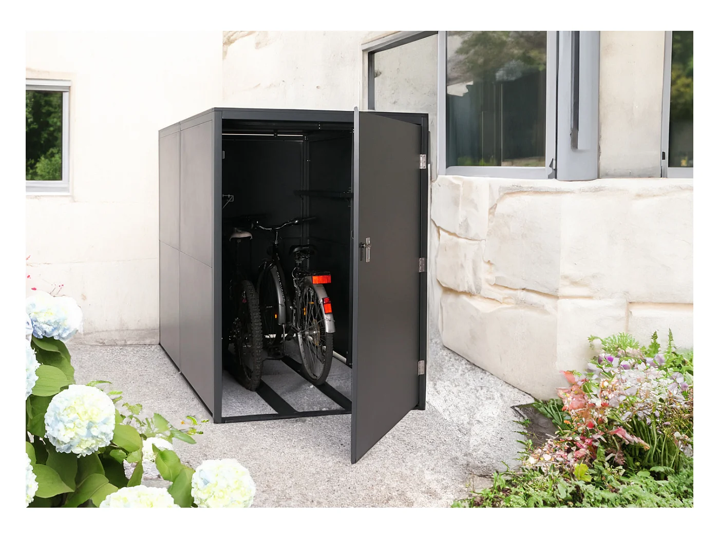 Garaż na 2 rowery MCW-L56c,  antracytowy