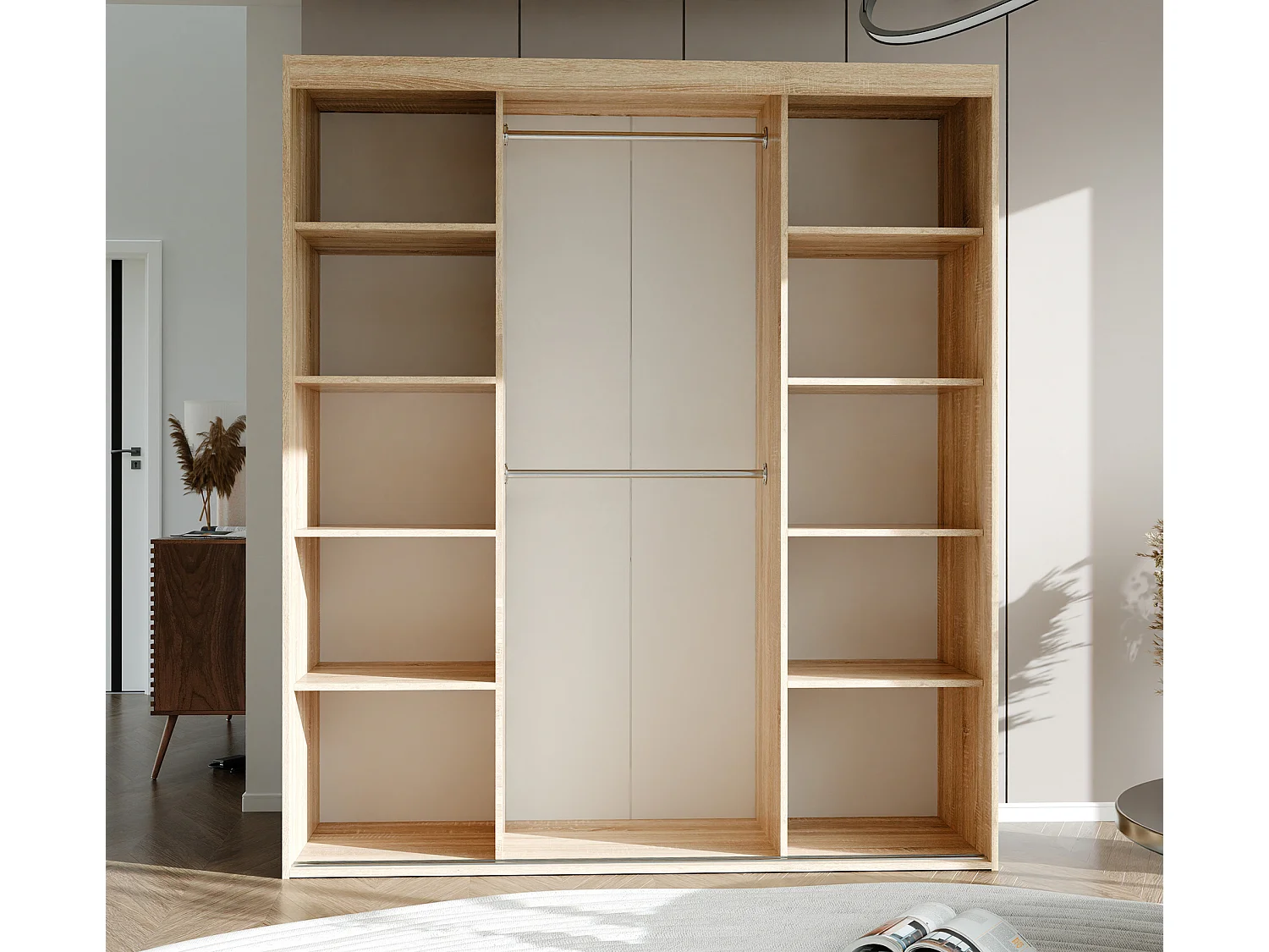 Armoire 3 portes coulissantes - L180 cm - Naturel - STILO