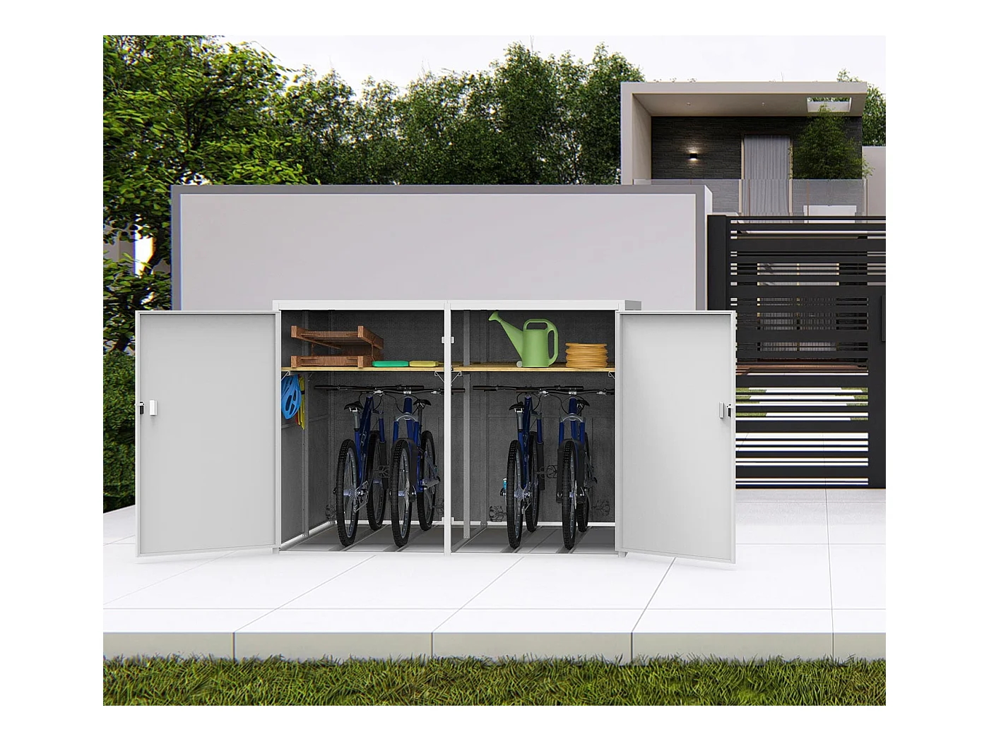 4er-Fahrradgarage MCW-L56c, Hellgrau