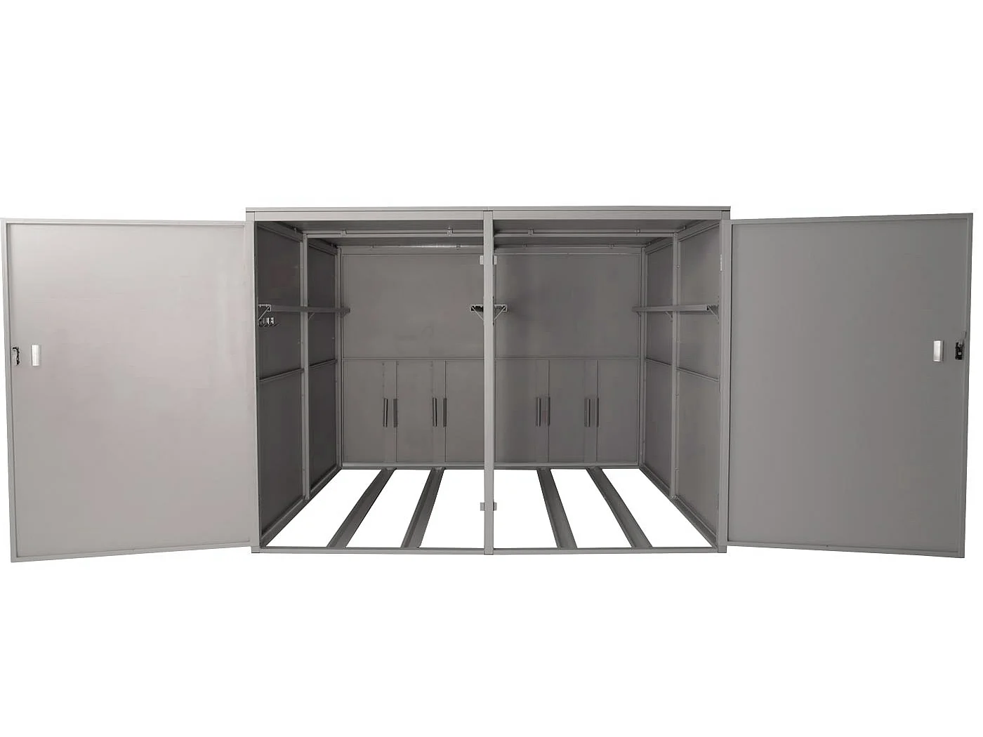 Garage per 4 biciclette MCW-L56c, rimessa con deposito, in metallo con serratura 160x222x208cm ~ grigio chiaro