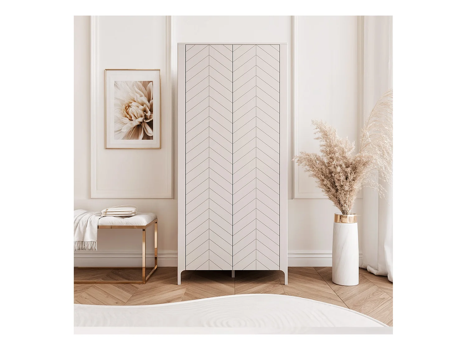 Armoire 2 portes et 6 étagères - 90 cm - Cachemire - LORIEN