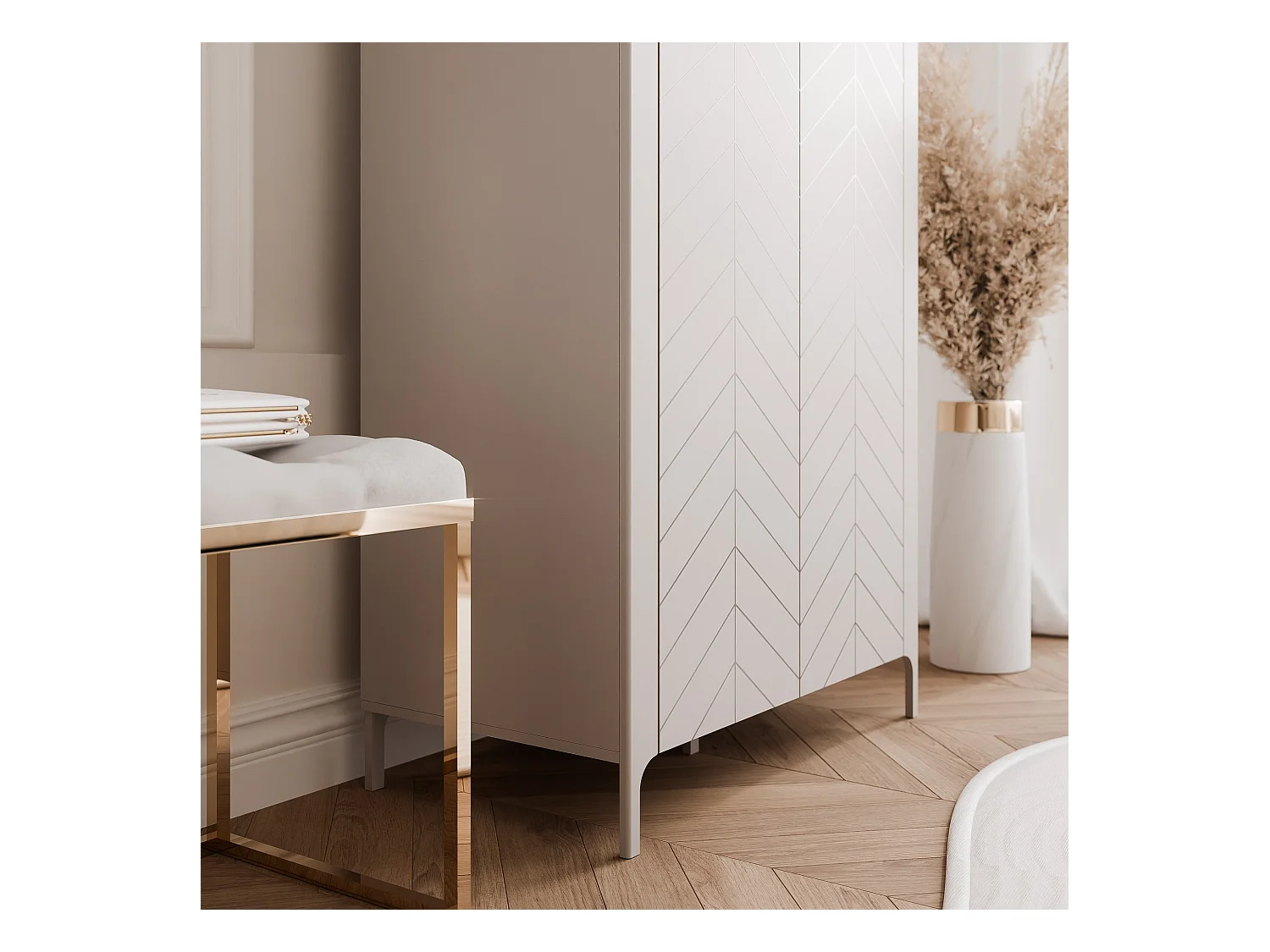 Armoire 2 portes et 6 étagères - 90 cm - Cachemire - LORIEN