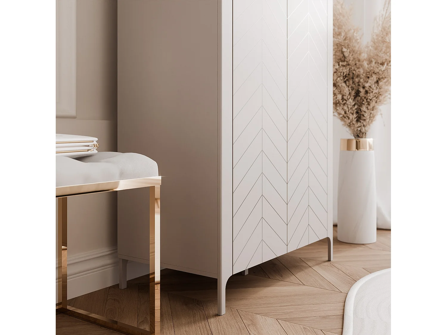 Armoire 2 portes et 6 étagères - 90 cm - Cachemire - LORIEN