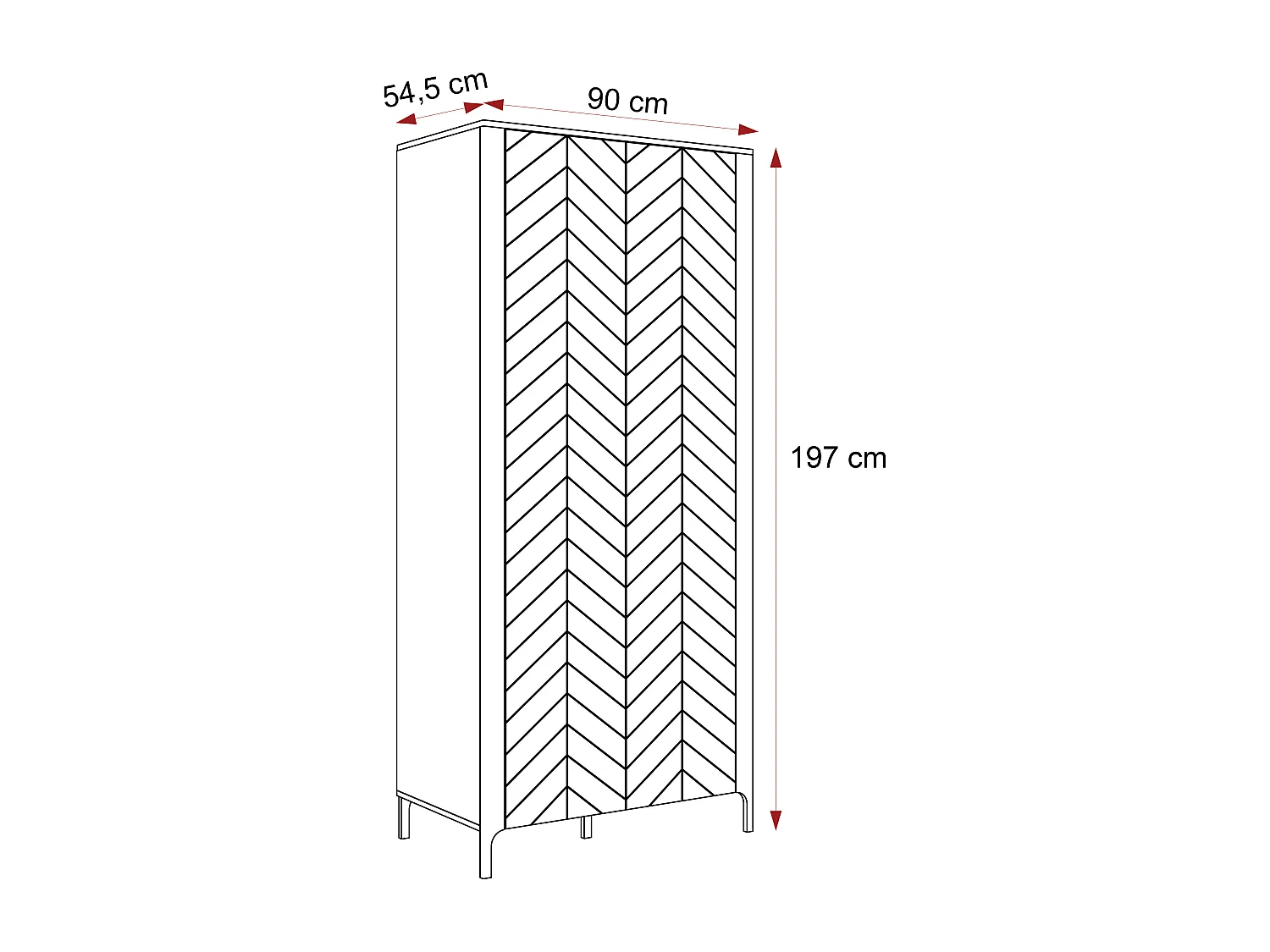 Armoire 2 portes et 6 étagères - 90 cm - Cachemire - LORIEN