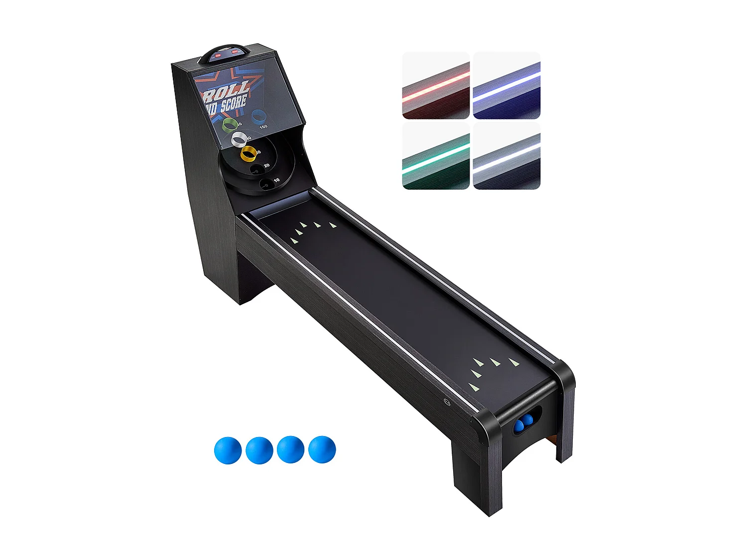 Machine de Skeeball SucceBuy 274cm Lancer et Marquer Table de Jeu d'Arcade Scorer Électronique Salle de Jeux 4 Balles
