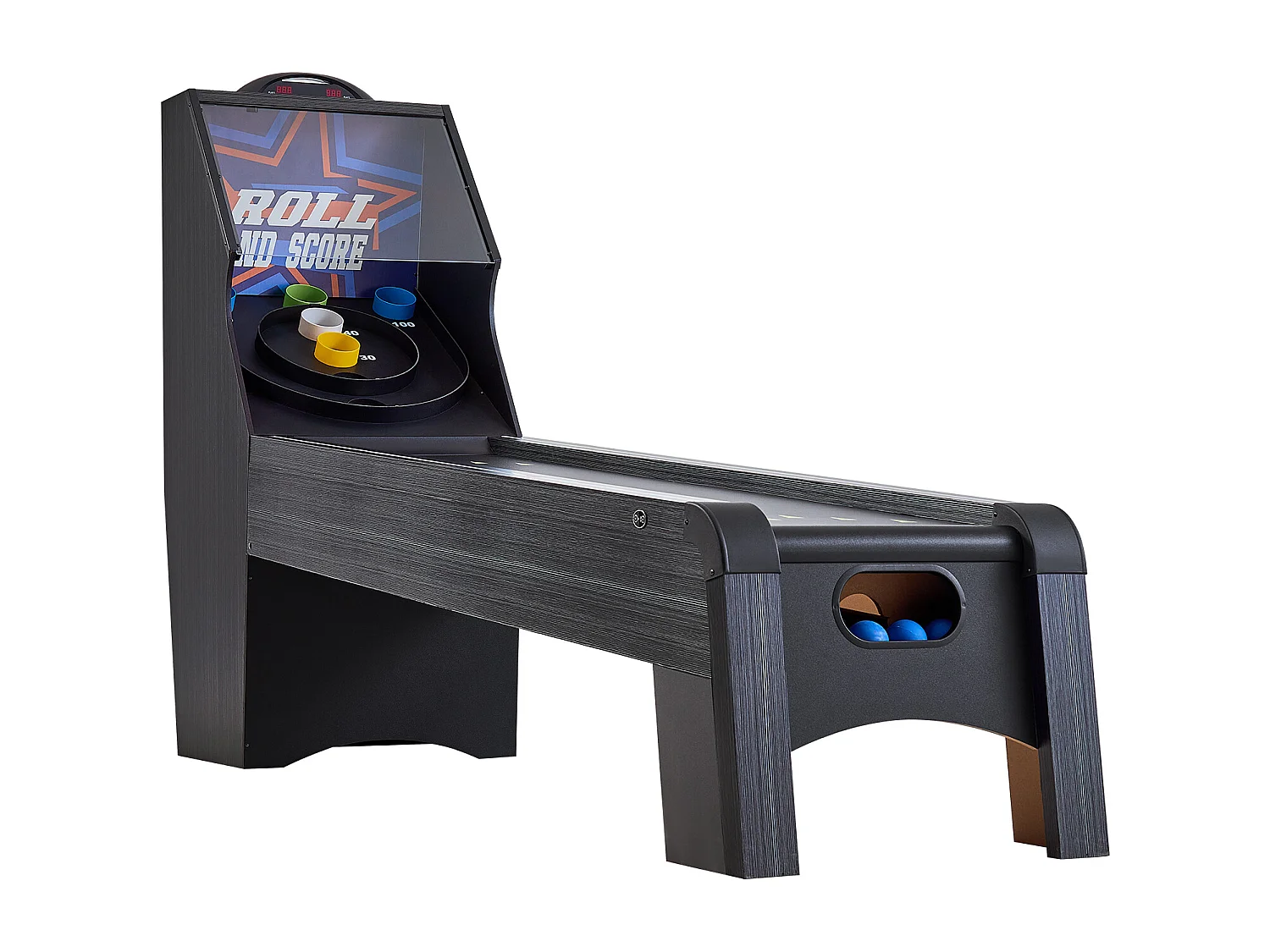 Machine de Skeeball SucceBuy 274cm Lancer et Marquer Table de Jeu d'Arcade Scorer Électronique Salle de Jeux 4 Balles