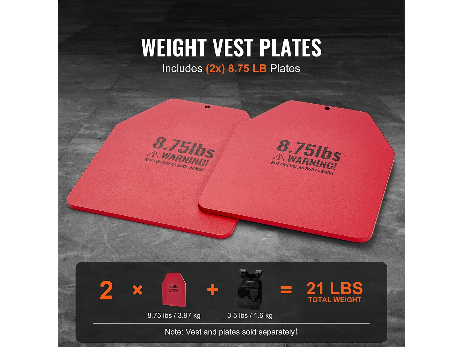 Plaques de Poids SucceBuy pour Gilet Lesté 4kg pour Entraînements Intenses, Acier de Qualité Supérieure, Coupe Ergonomique